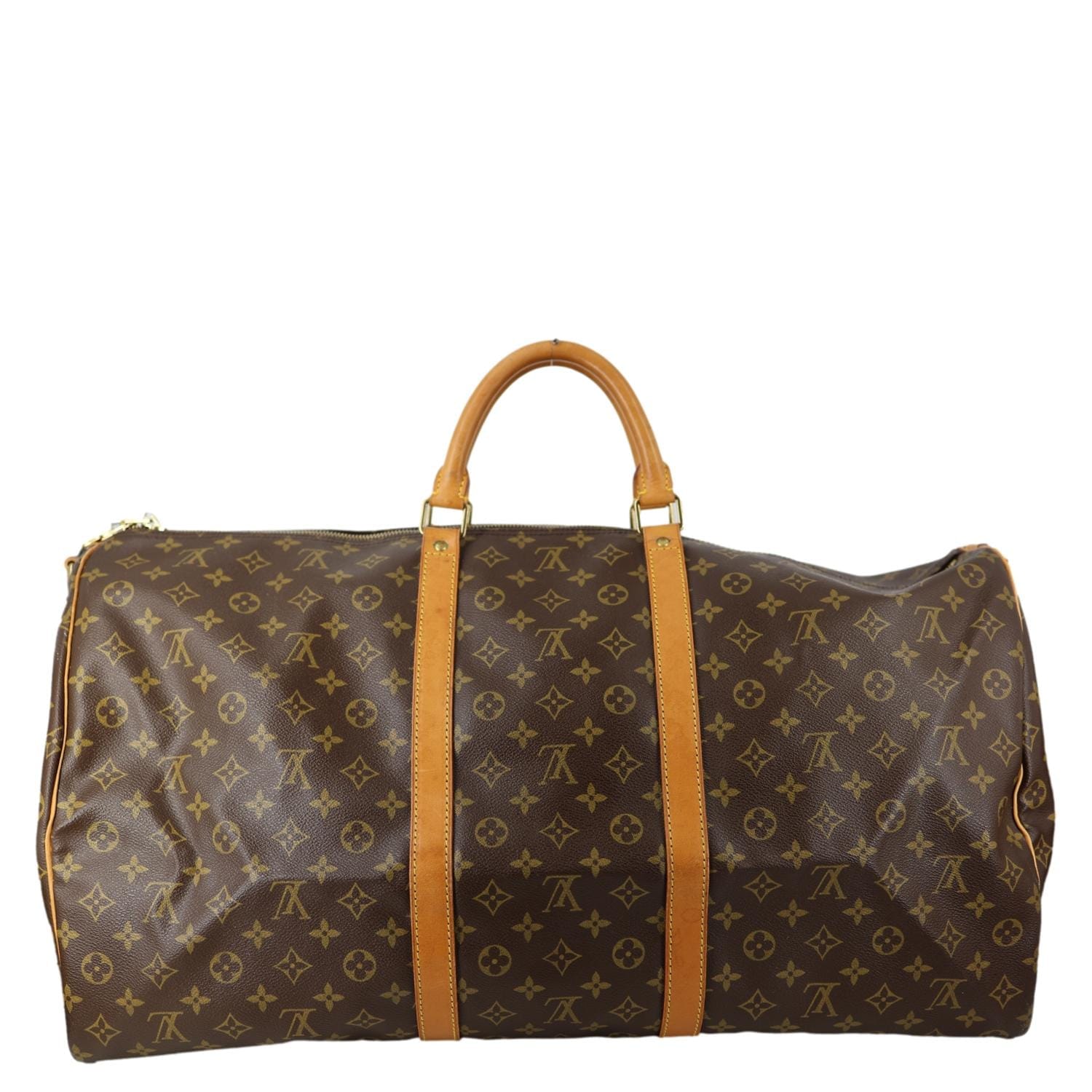 LOUIS VUITTON Keepall 60 Bandouliere Monogram Canvas Travel Bag Brown