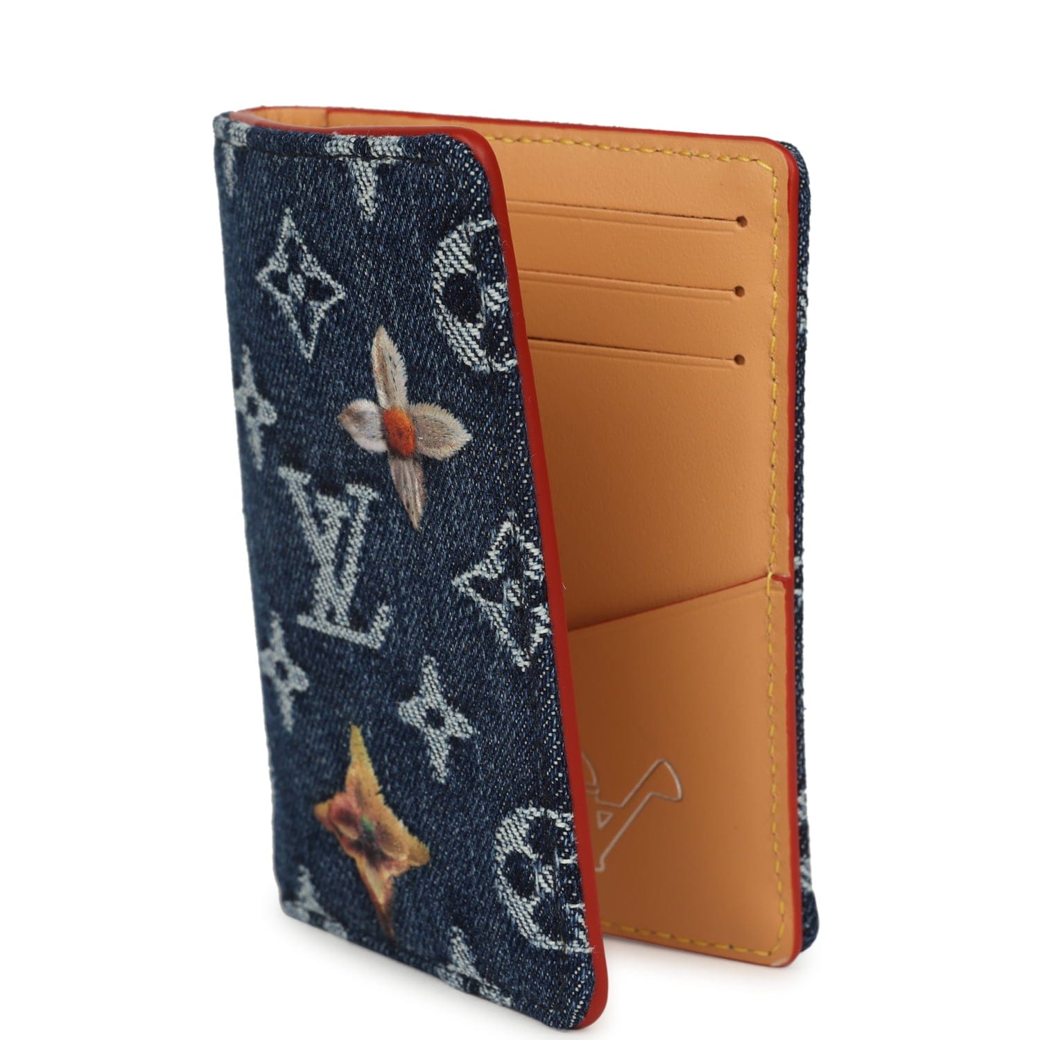 Louis Vuitton Pocket Organizer Blue Monogram Denim Floral Embroidery