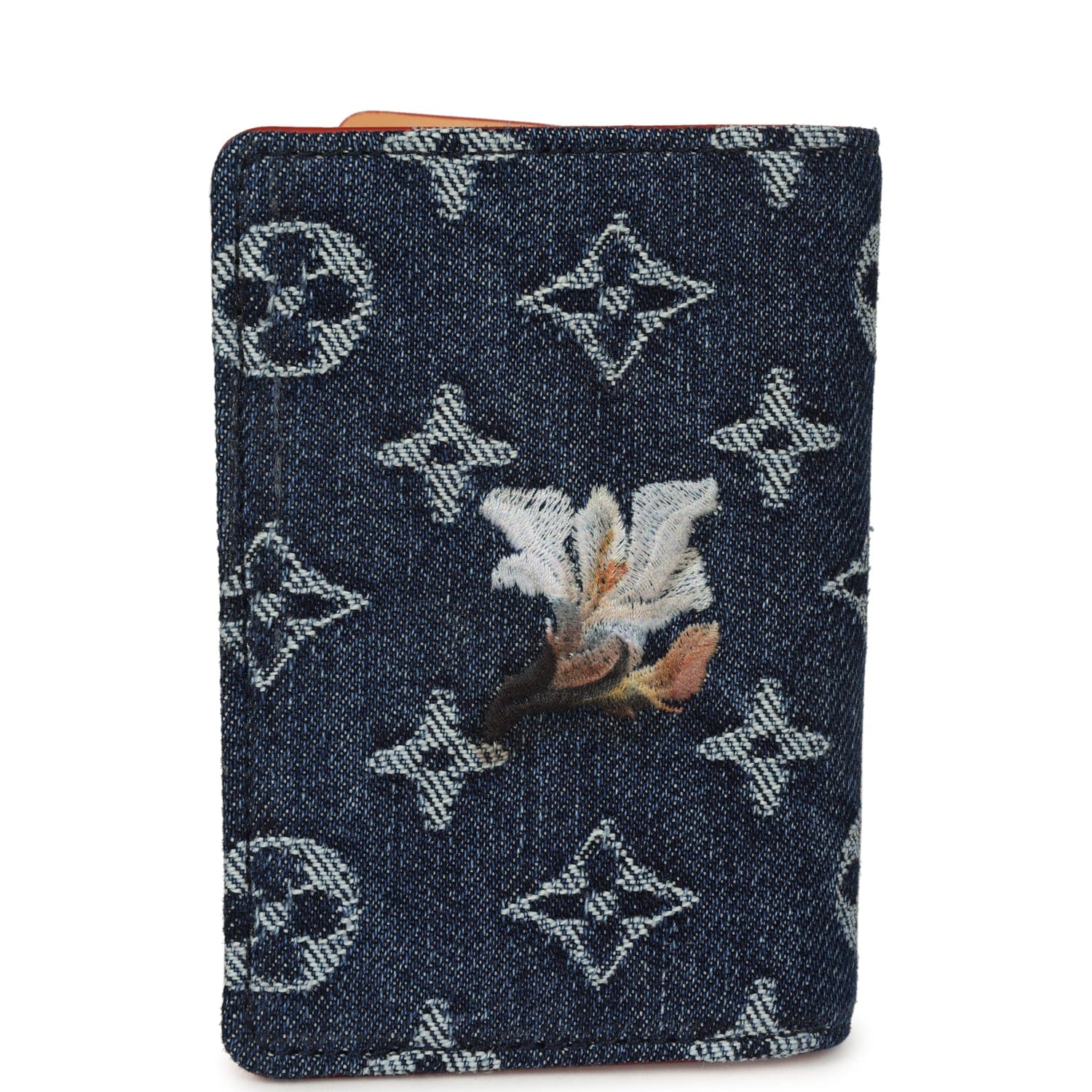 Louis Vuitton Pocket Organizer Blue Monogram Denim Floral Embroidery
