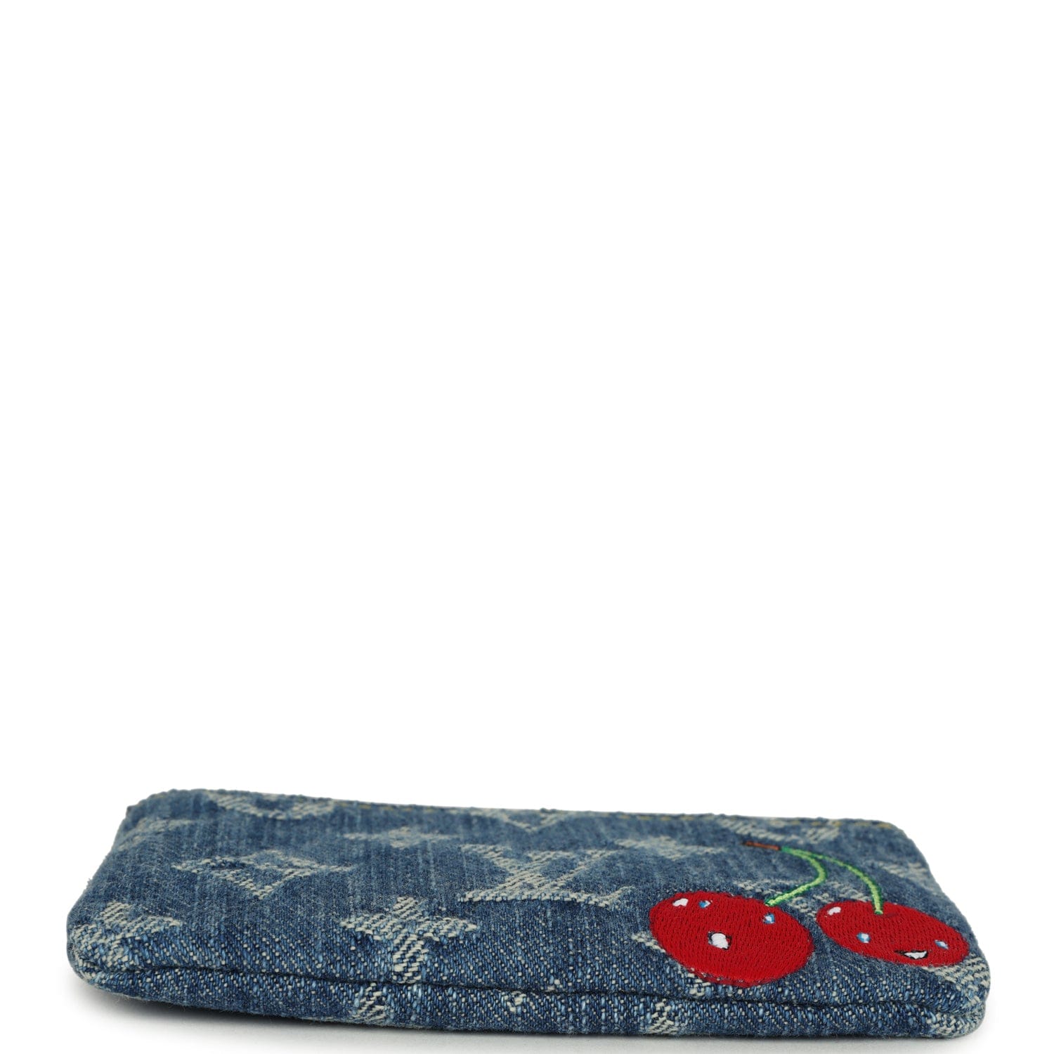 Louis Vuitton x Takashi Murakami Key Pouch Denim Monogram Cherry Gold Hardware