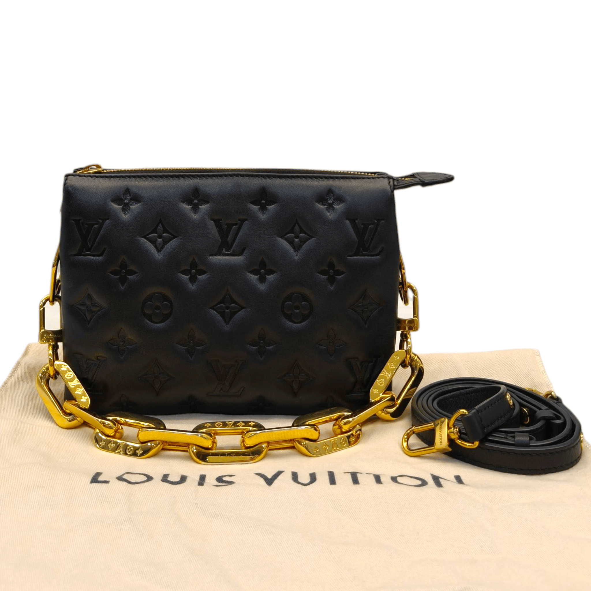 Louis Vuitton Black Monogram Embossed Coussin BB Bag