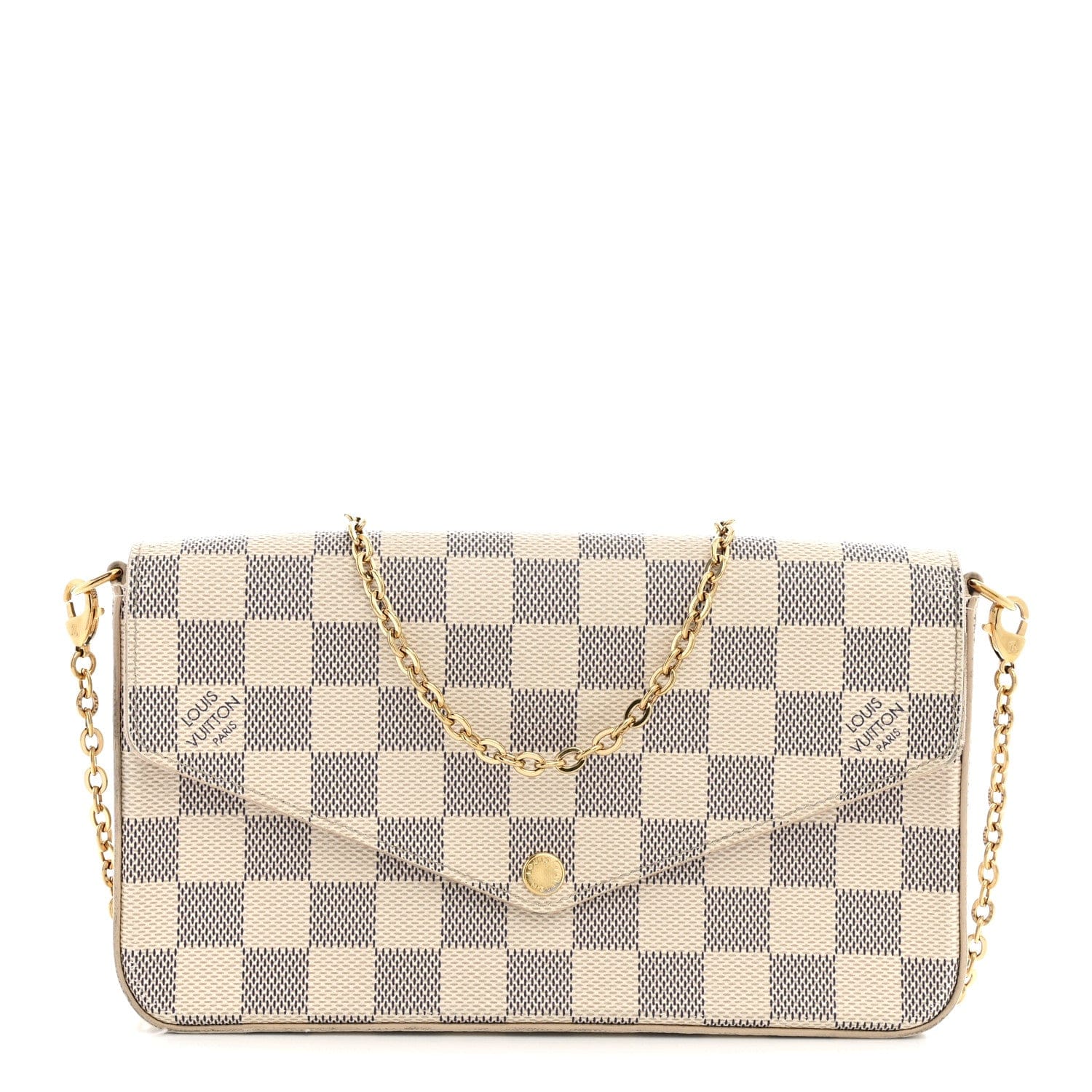 Louis Vuitton Damier Azur Pochette Felicie Chain Wallet Rose Ballerine