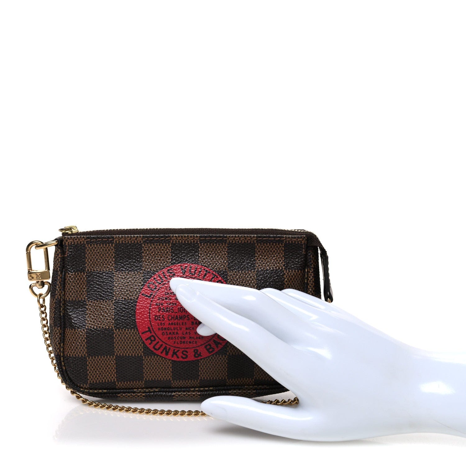 Louis Vuitton Damier Ebene Complice Trunks and Bags Mini Pochette Accessories Red