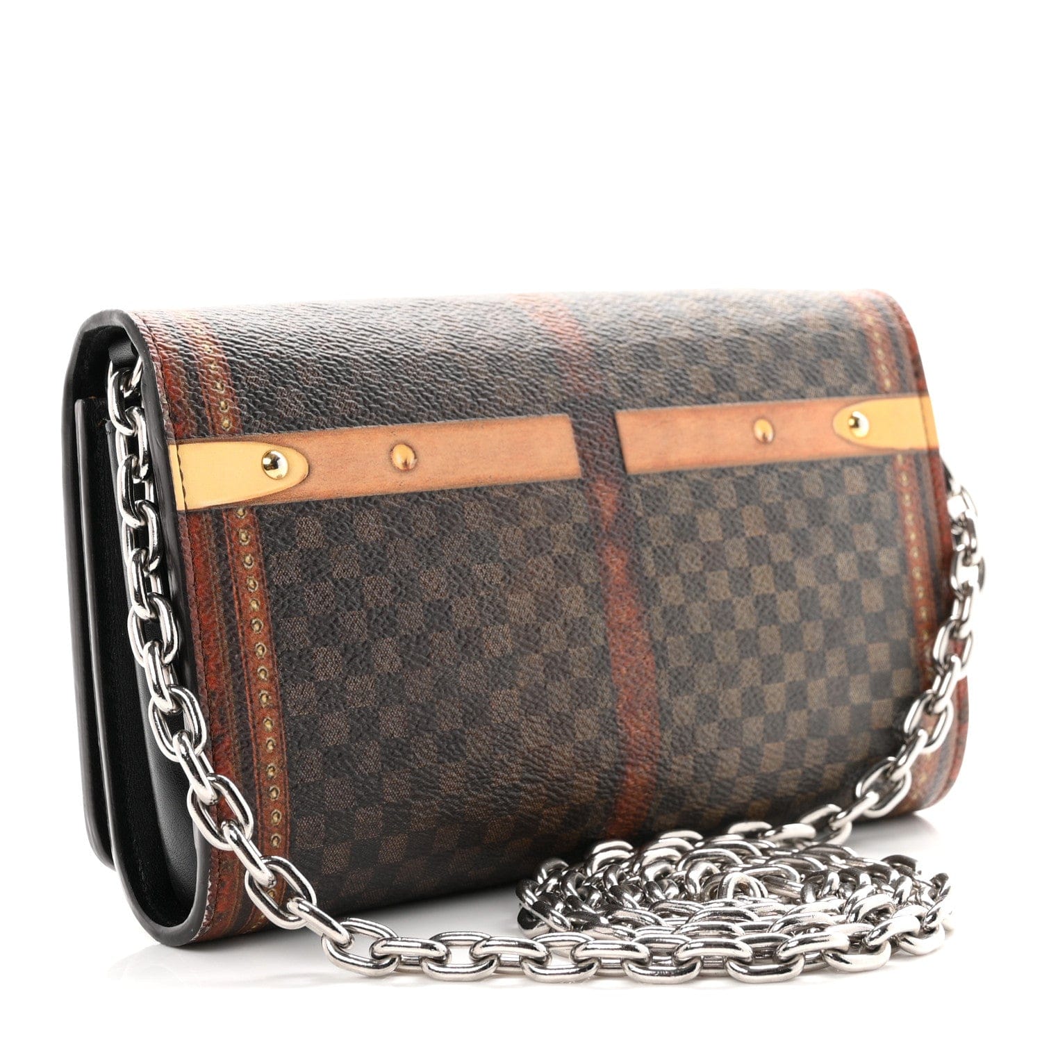Louis Vuitton Transformed Damier Ebene Time Trunk Twist Chain Wallet
