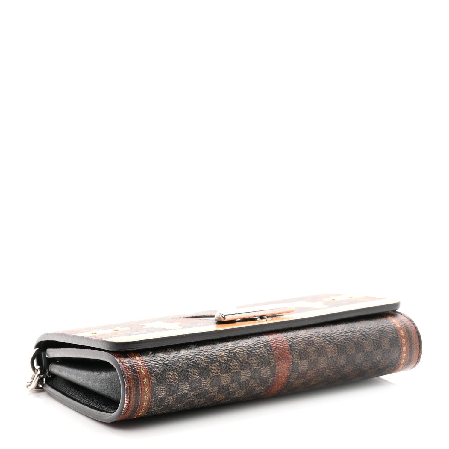 Louis Vuitton Transformed Damier Ebene Time Trunk Twist Chain Wallet