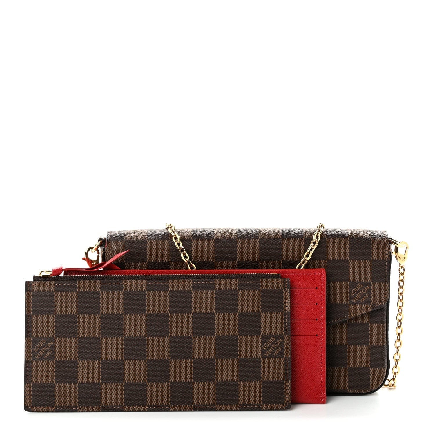 Louis Vuitton Damier Ebene Pochette Felicie Chain Wallet