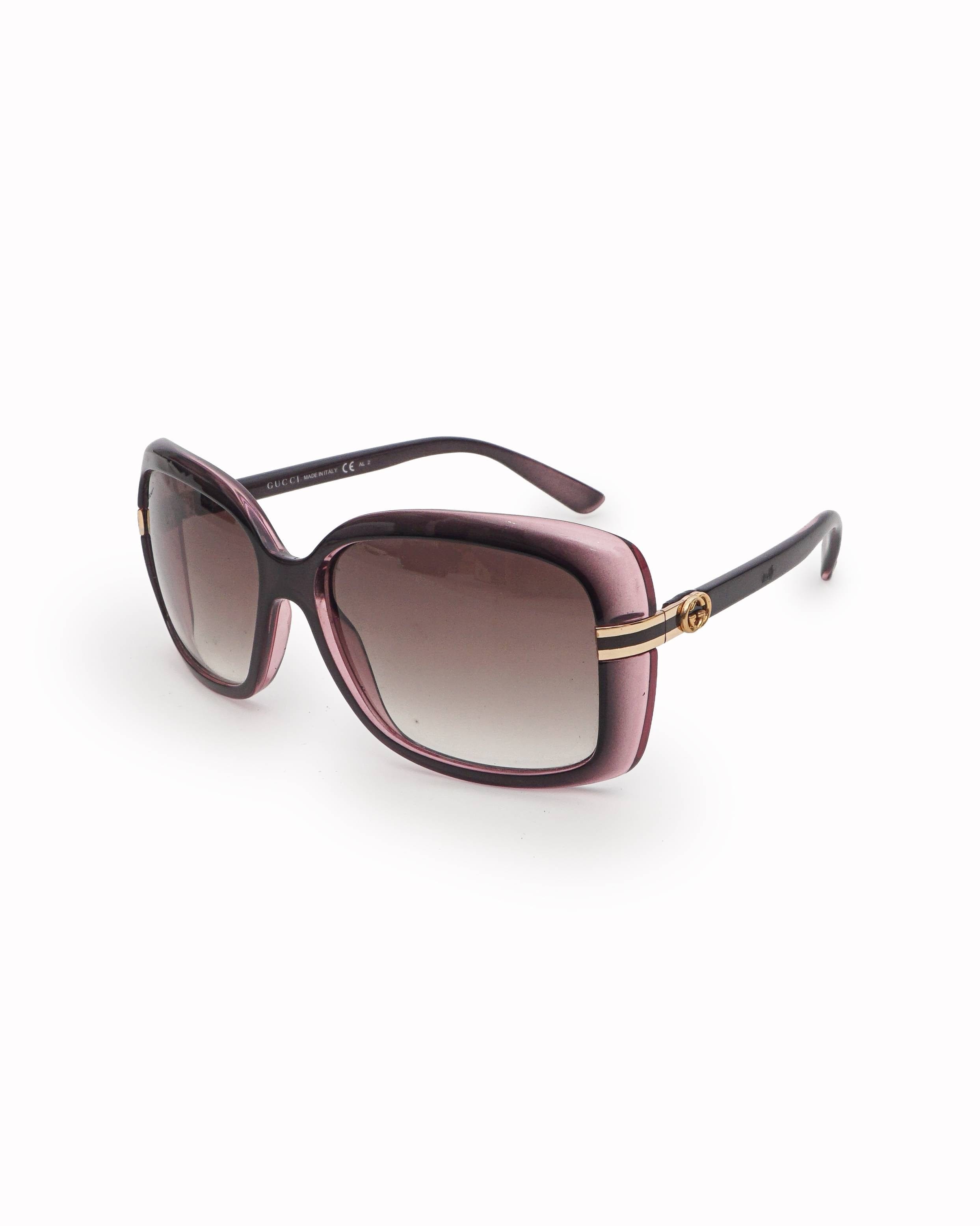 Gucci Two - Tone Brown and Pink Oversized Rectangle Sunglasses