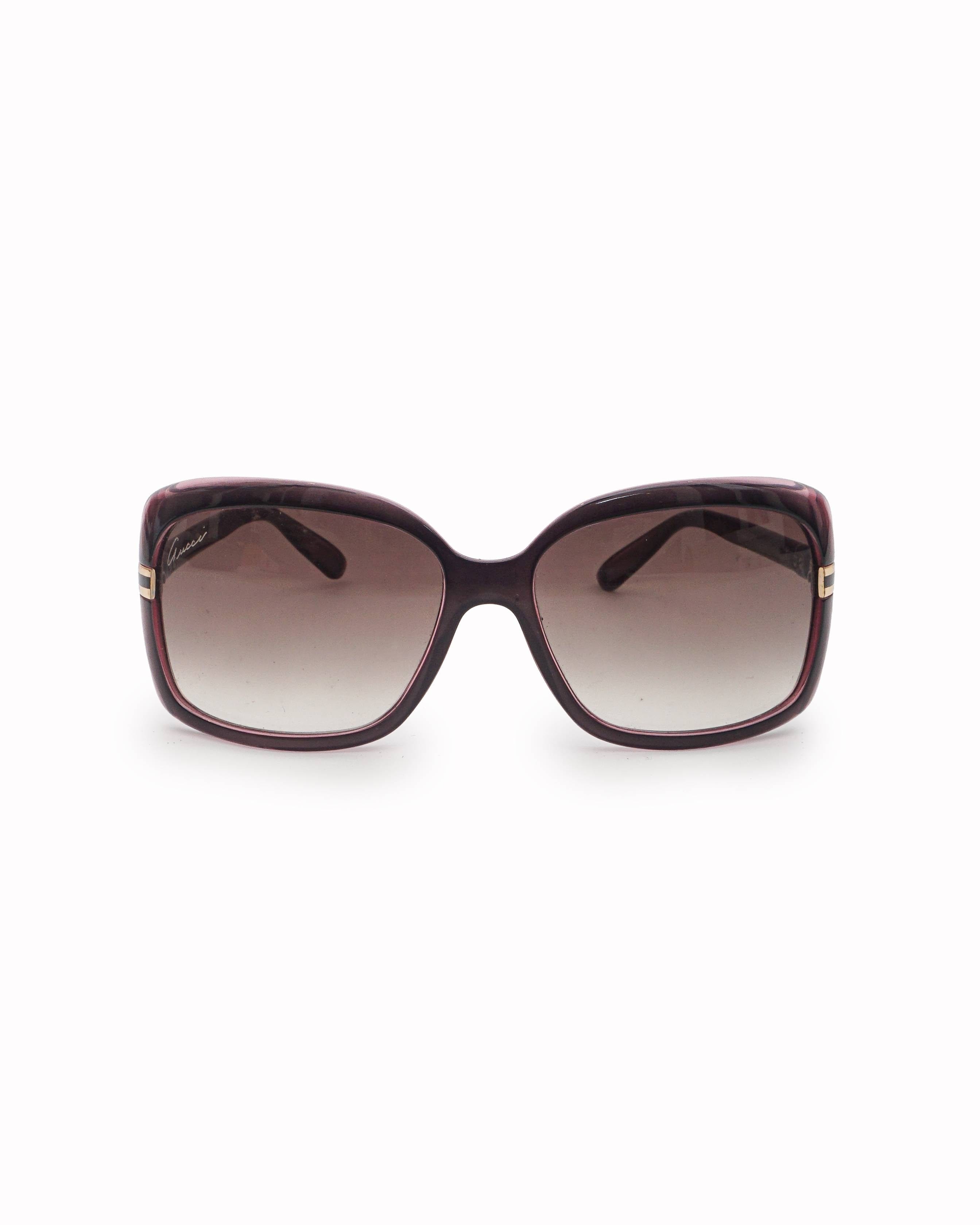 Gucci Two - Tone Brown and Pink Oversized Rectangle Sunglasses