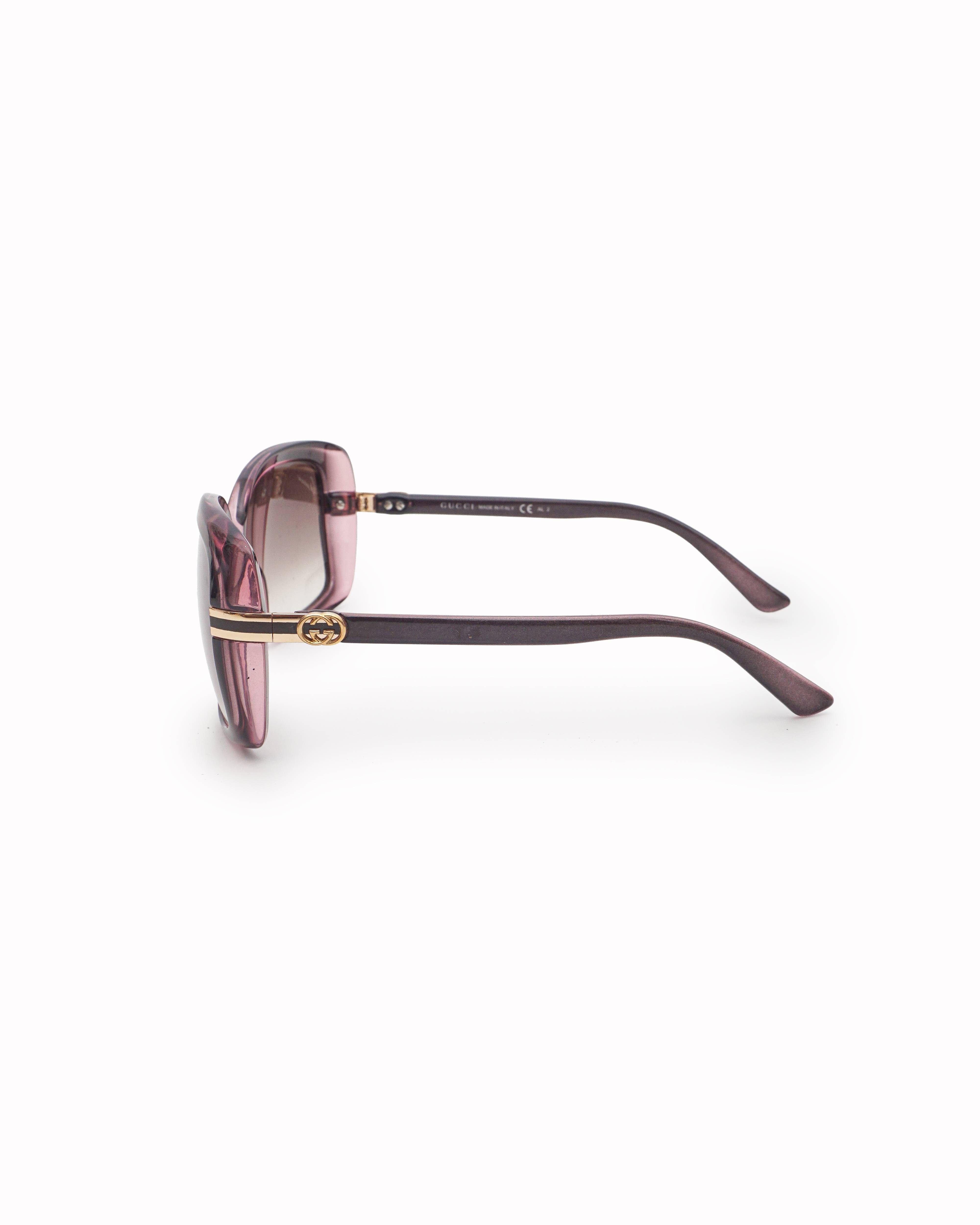 Gucci Two - Tone Brown and Pink Oversized Rectangle Sunglasses