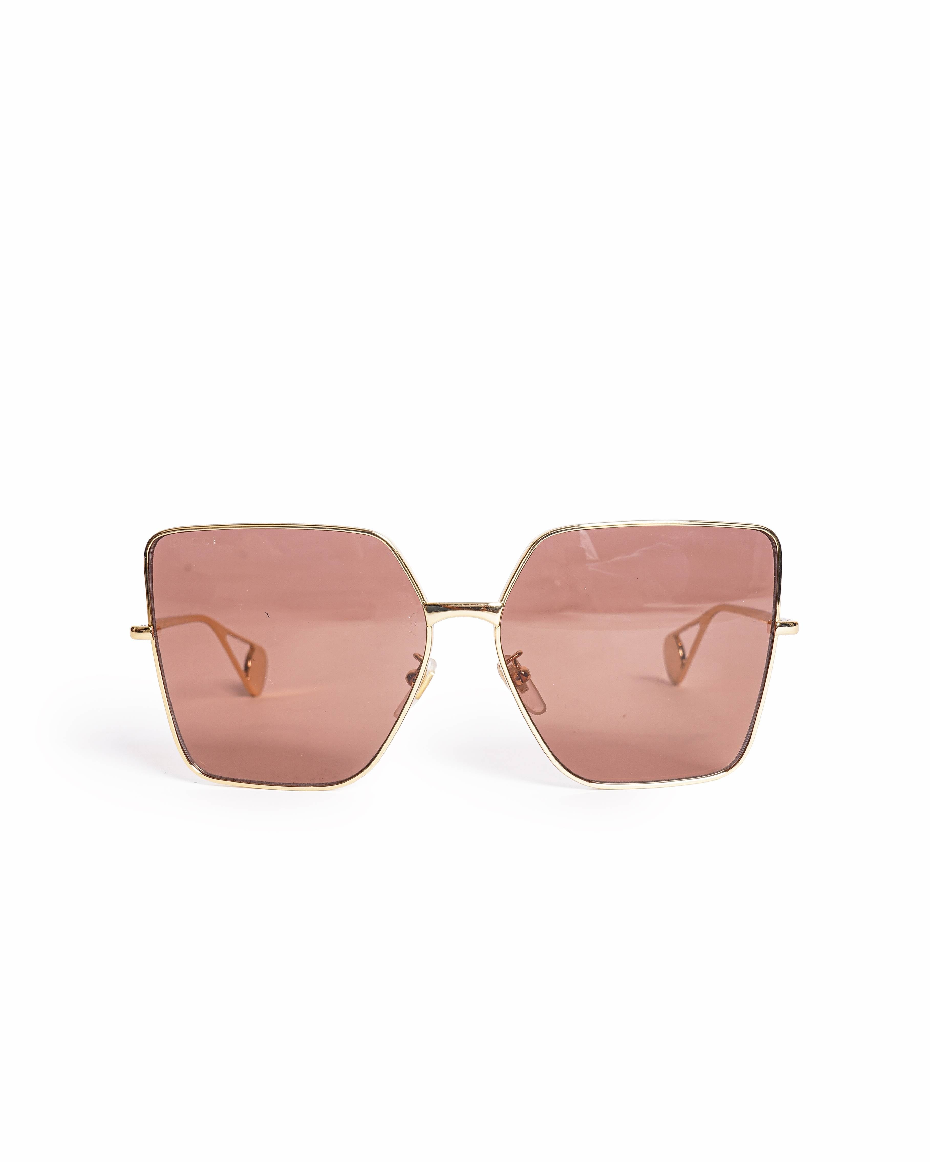 Gucci Oversized Gold - Tone Square Sunglasses
