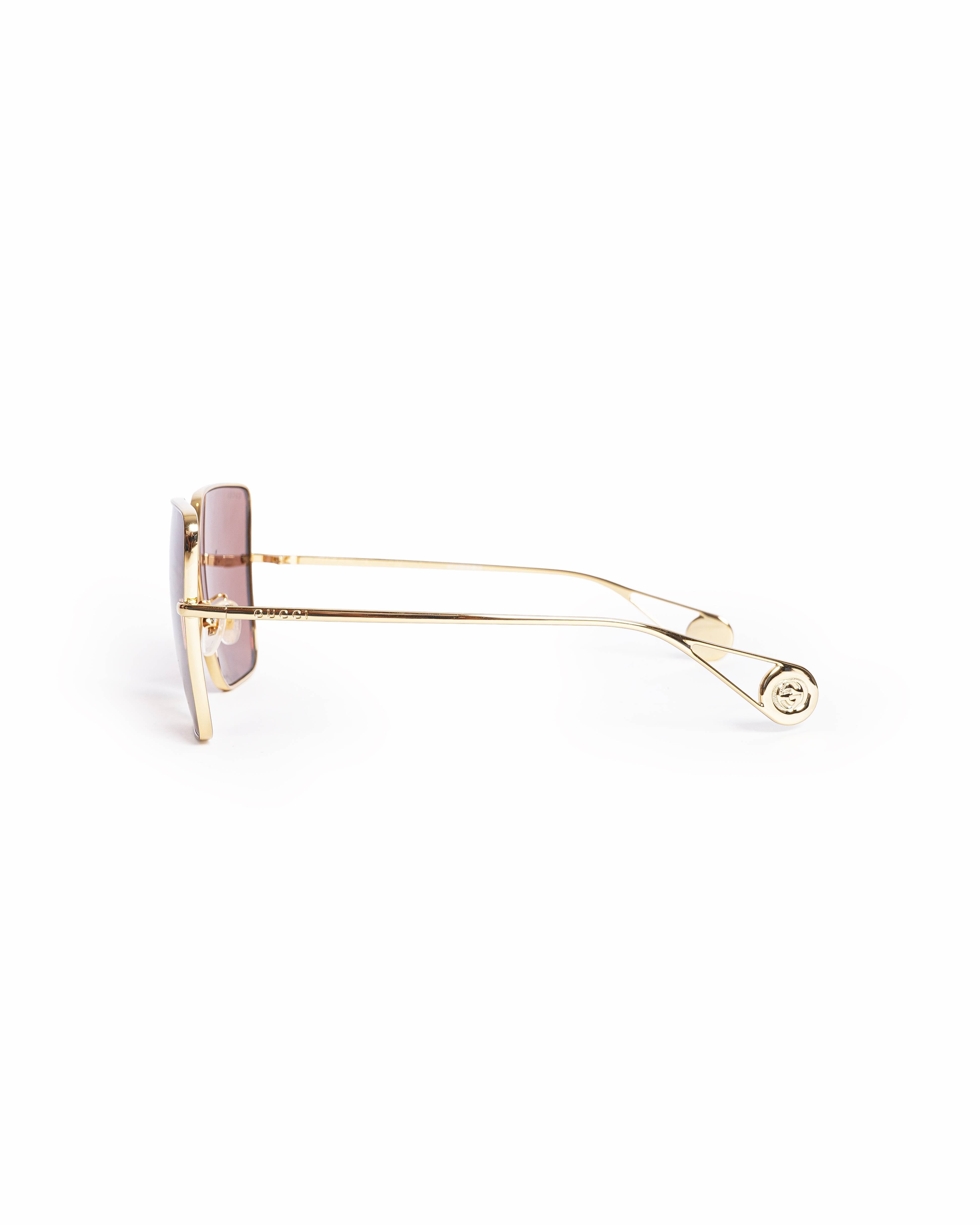 Gucci Oversized Gold - Tone Square Sunglasses