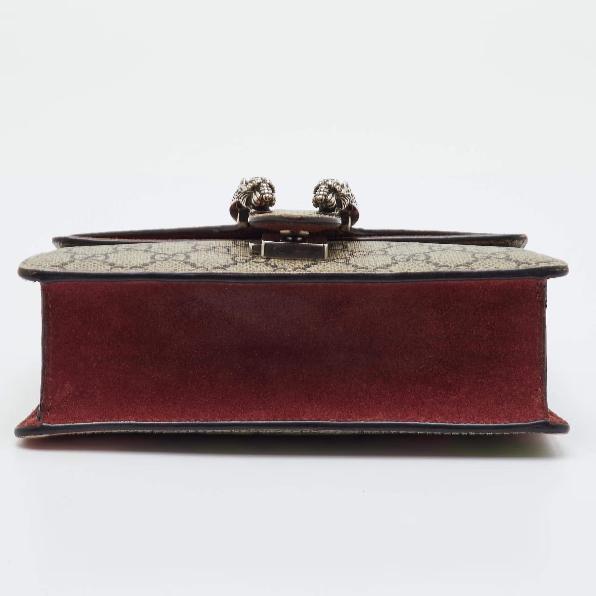 Gucci Dionysus Mini Blooms GG Supreme Canvas and Suede Shoulder Bag