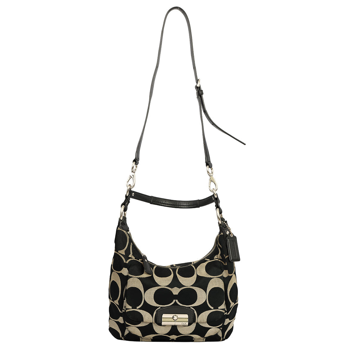 COACH BLACK KRISTIN SIGNATURE HOBO BAG