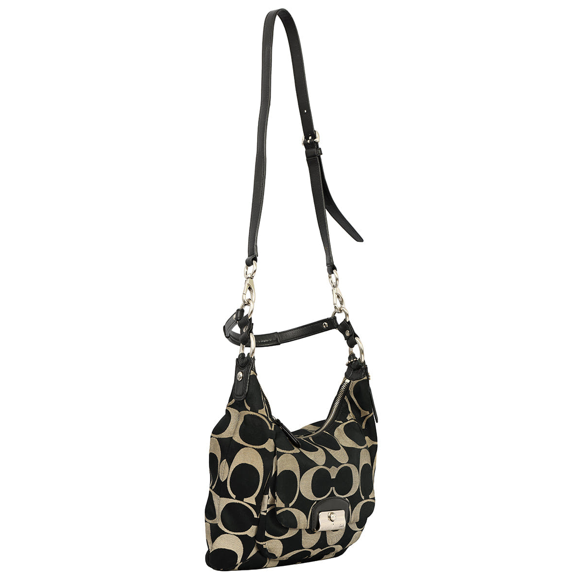 COACH BLACK KRISTIN SIGNATURE HOBO BAG