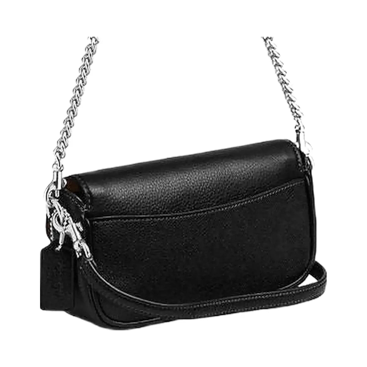 Coach Hailey Flap Bag Pebbled Leather - Silver - Black