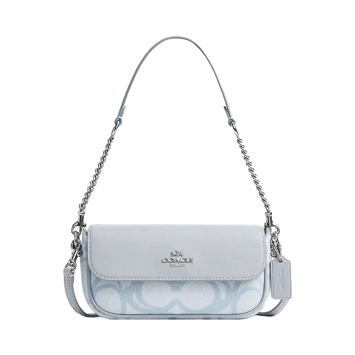 Coach Hailey Flap Bag In Sketch Signature Canvas Signature Canvas - Silver - Ice Blue