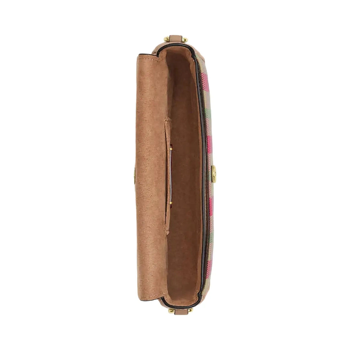 Coach Hailey Flap Bag With Plaid Print Gold - Pink Multi