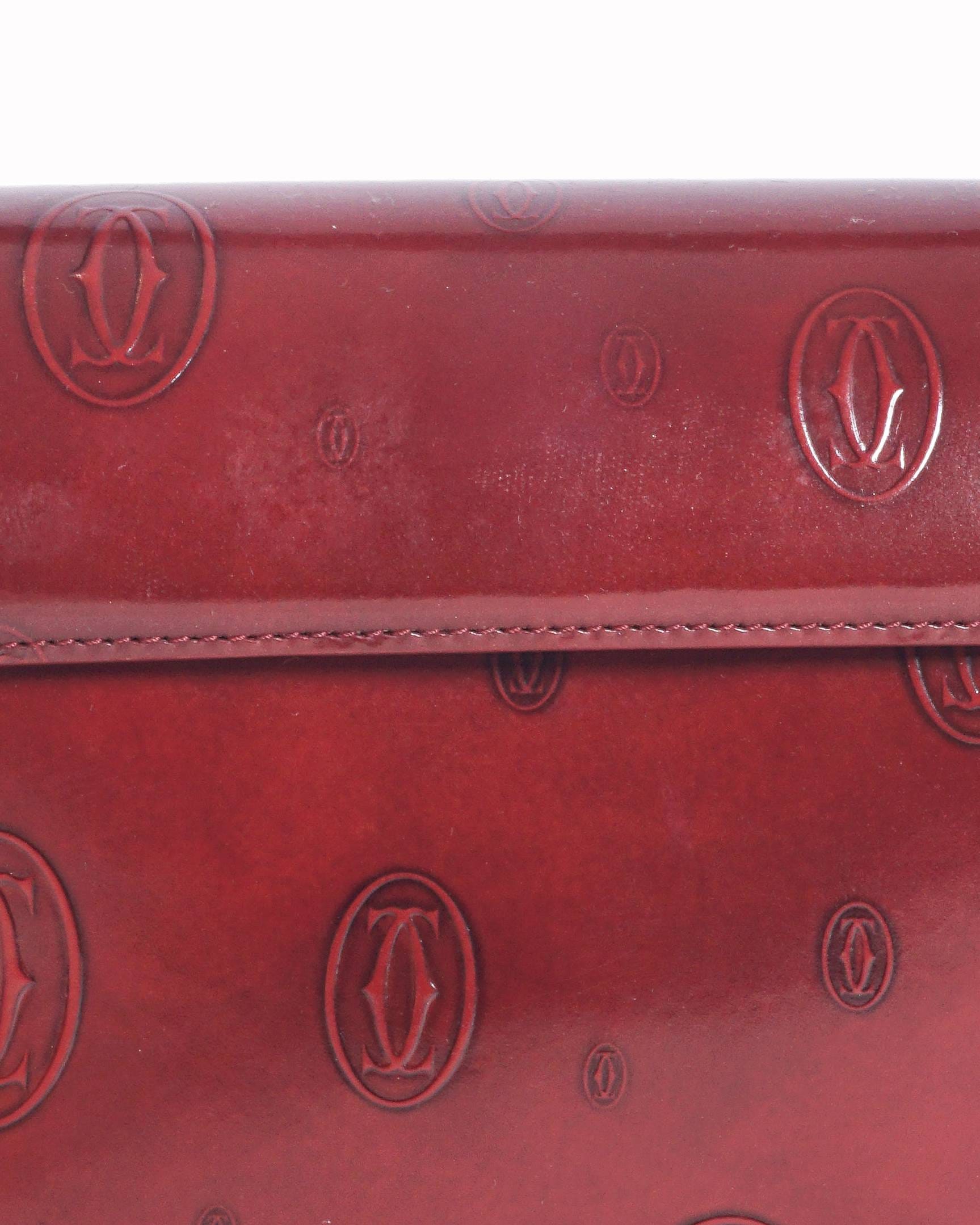 Cartier Logo Embossed Patent Leather Flap Hobo Bag