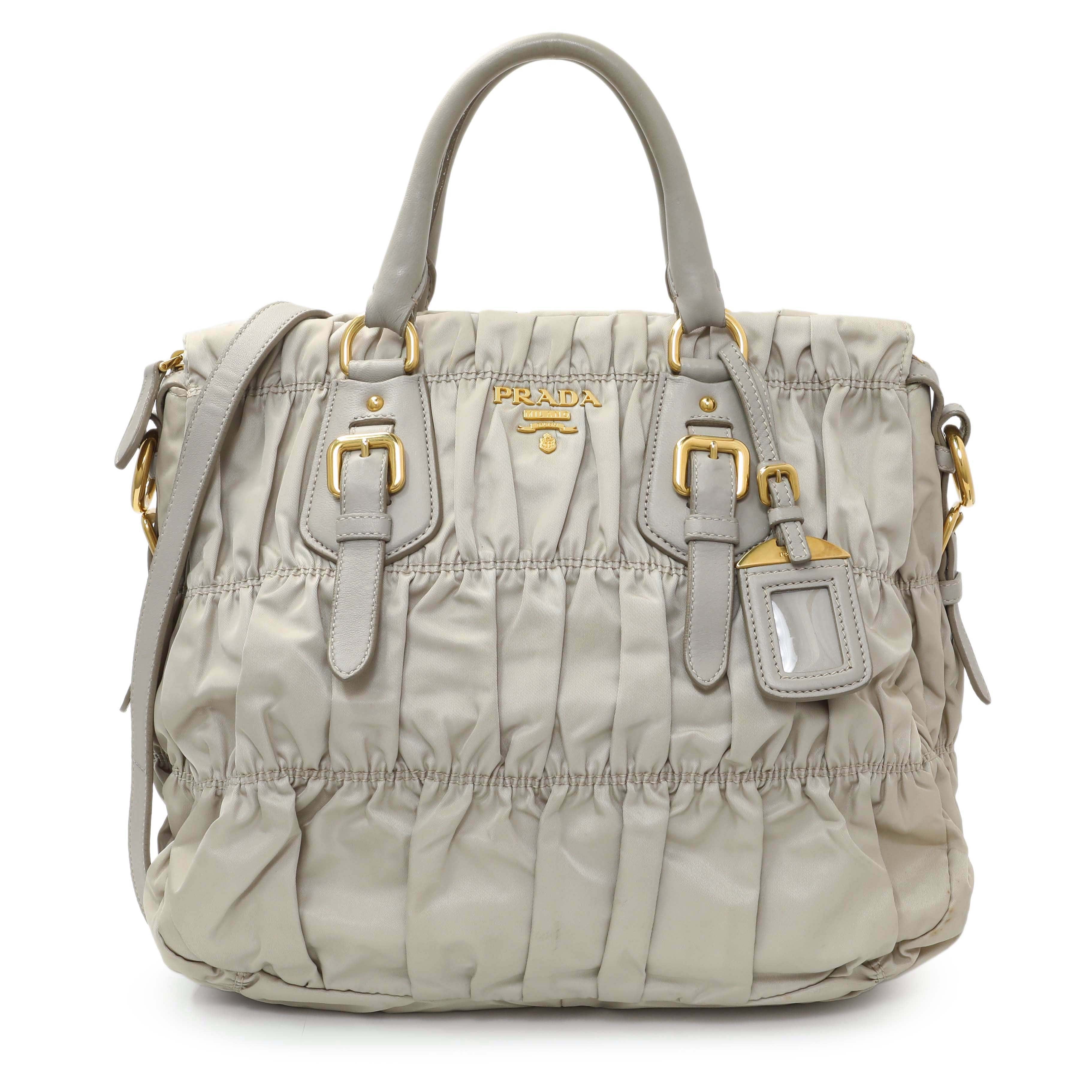 Prada Grey Gaufre Shopping Satchel
