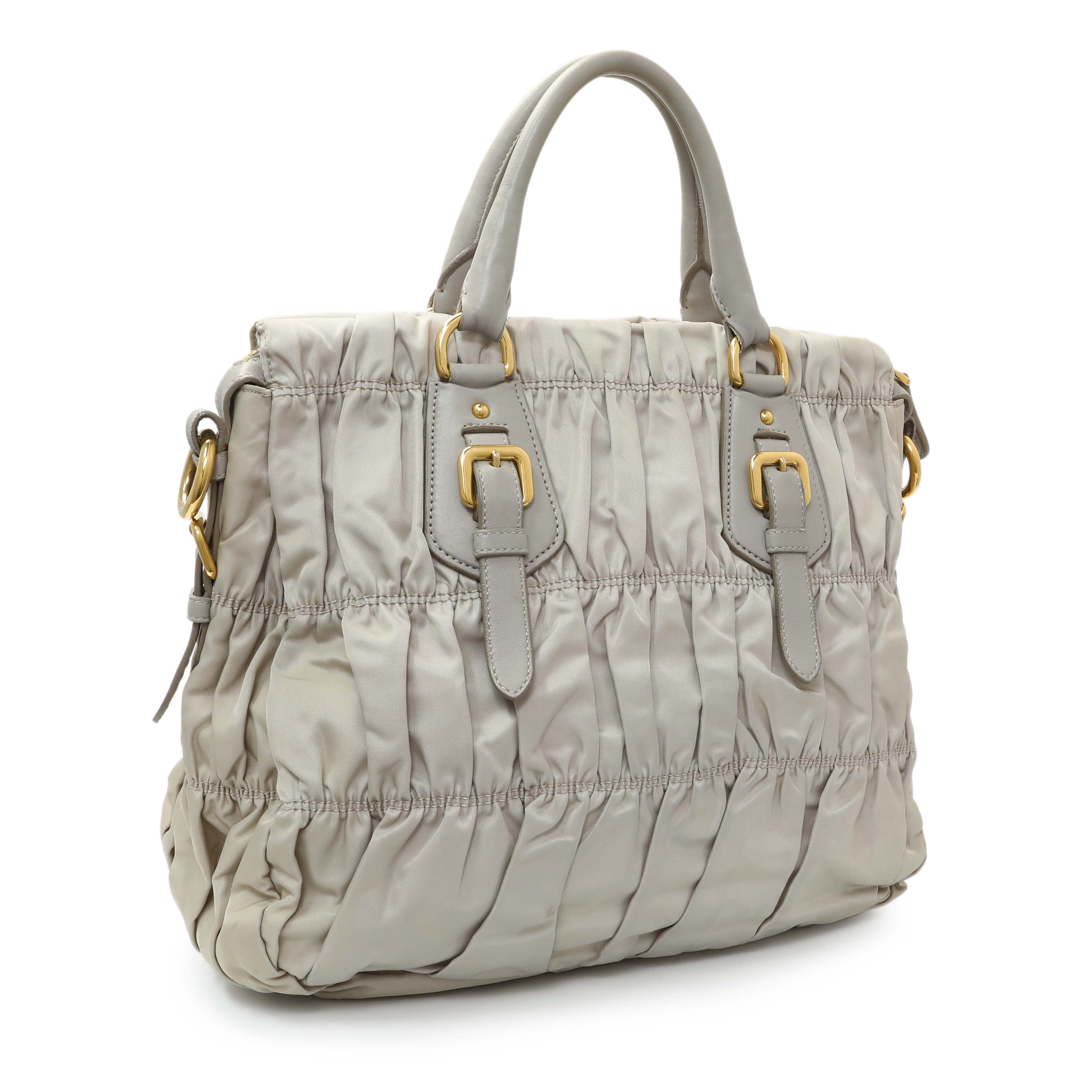 Prada Grey Gaufre Shopping Satchel
