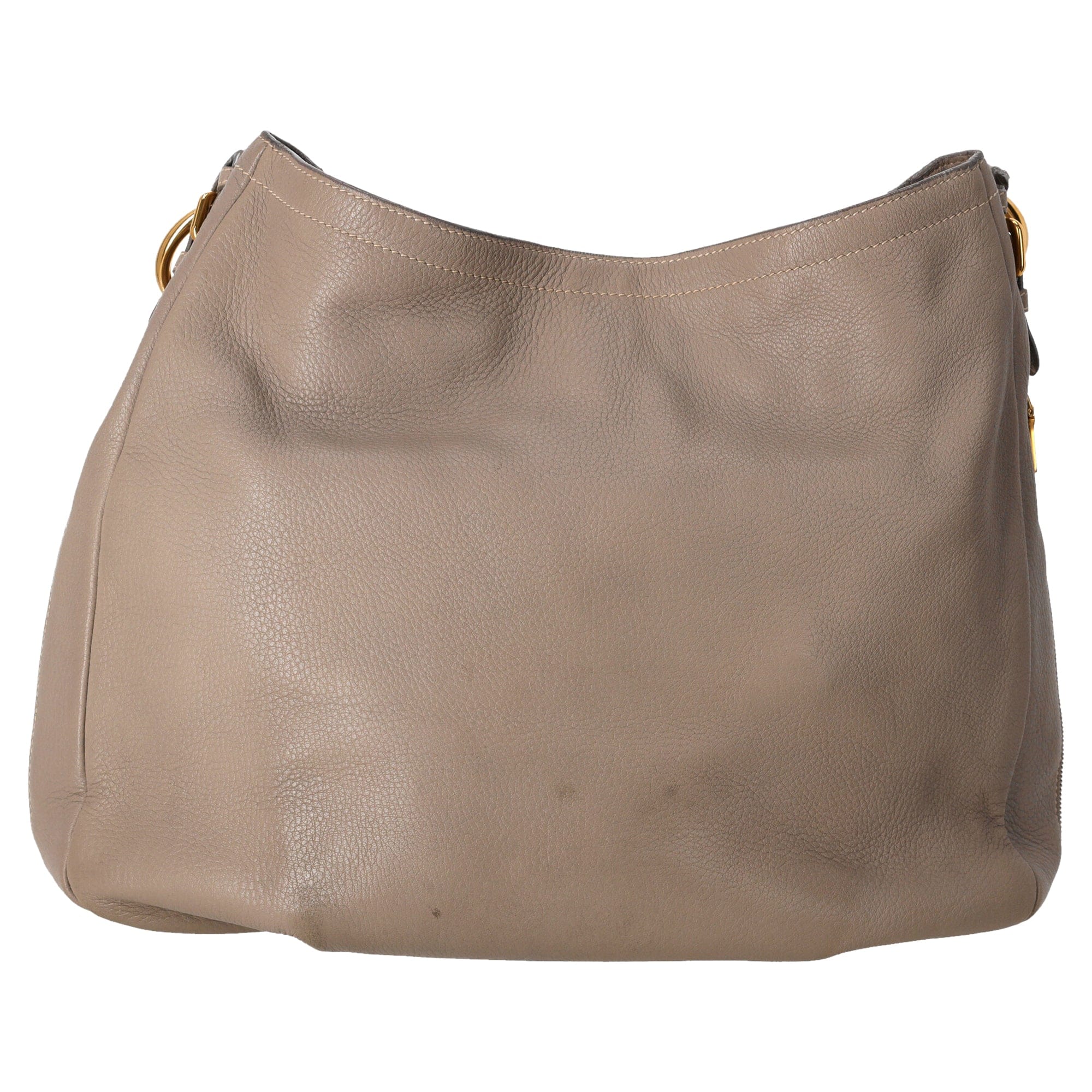 Prada Zip Around Cervo Hobo Leather in Beige Deerskin Leather