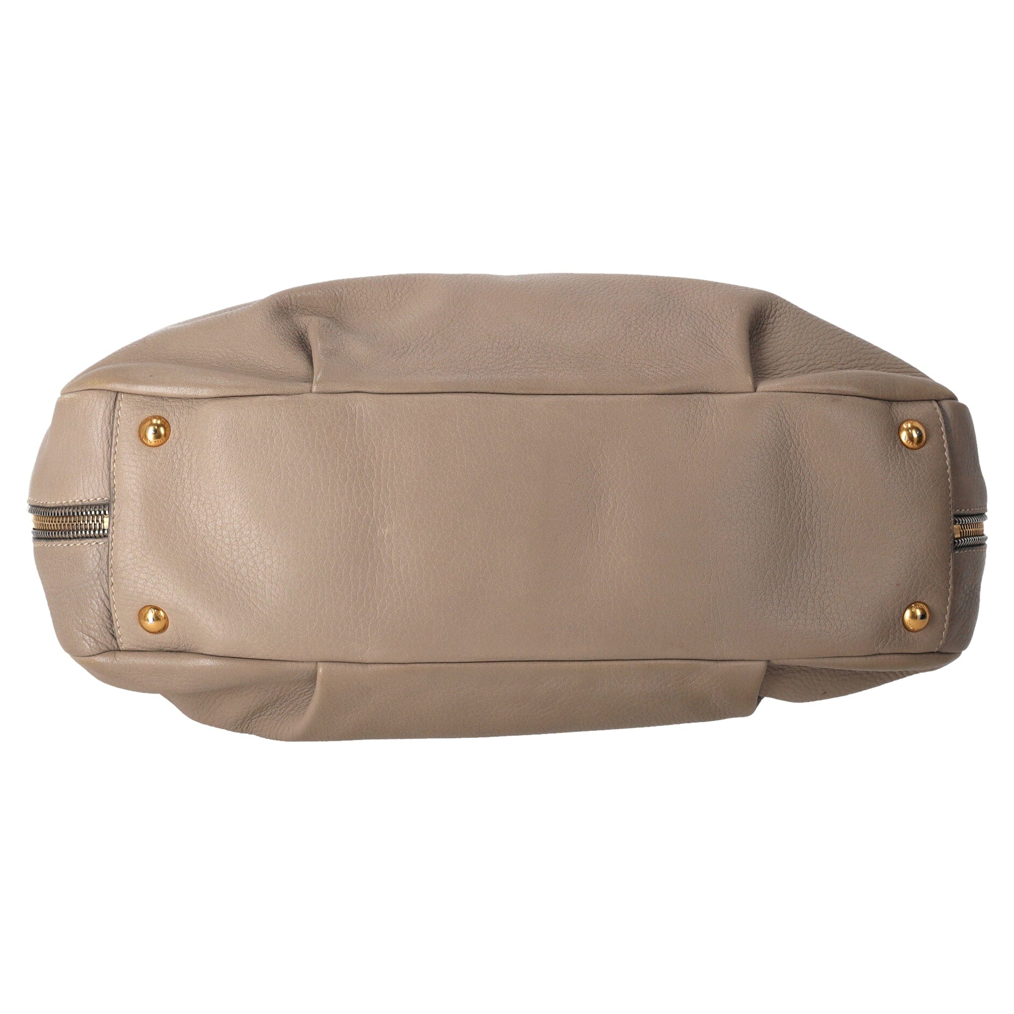 Prada Zip Around Cervo Hobo Leather in Beige Deerskin Leather