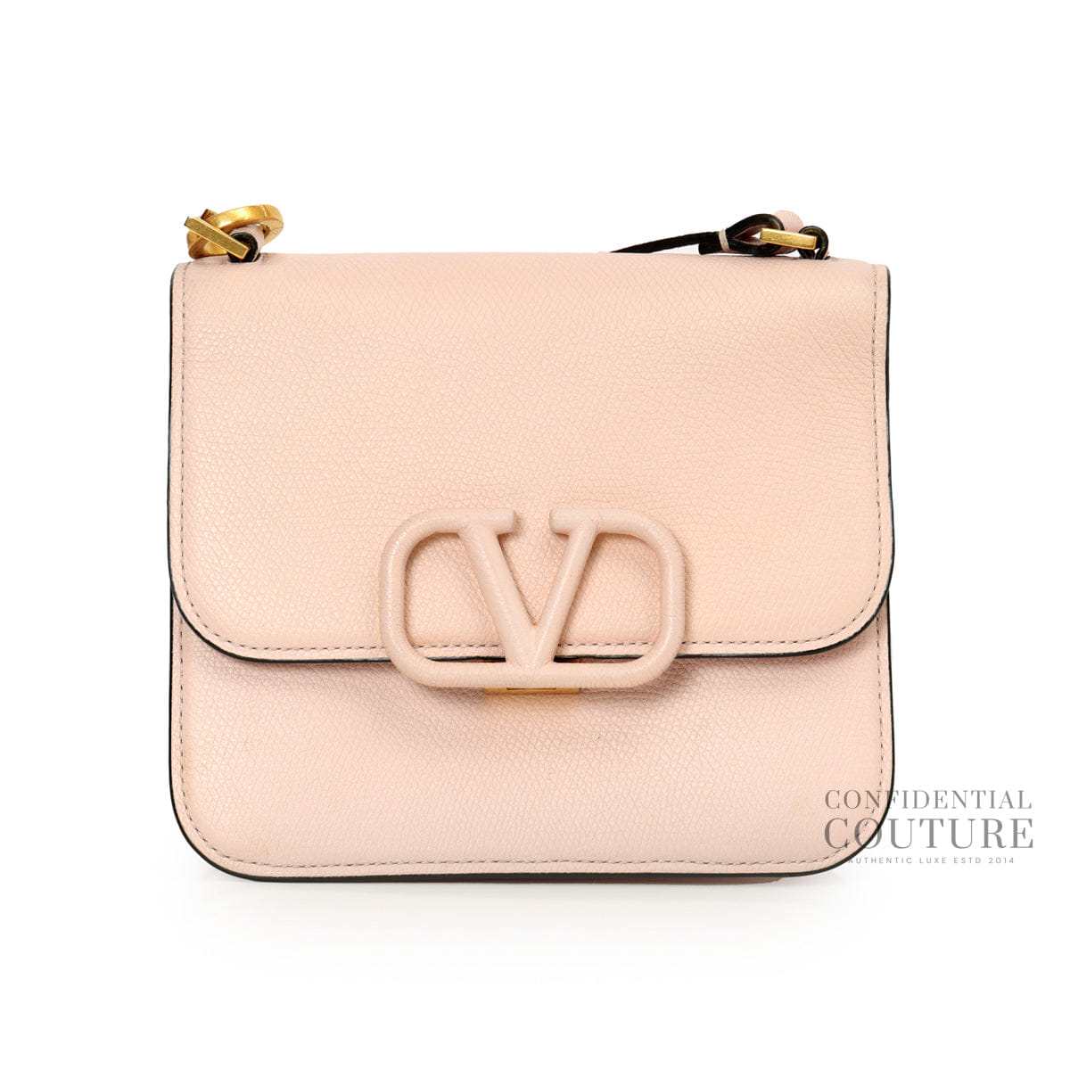Valentino Pink Small Vsling Grainy Leather Shoulder Bag
