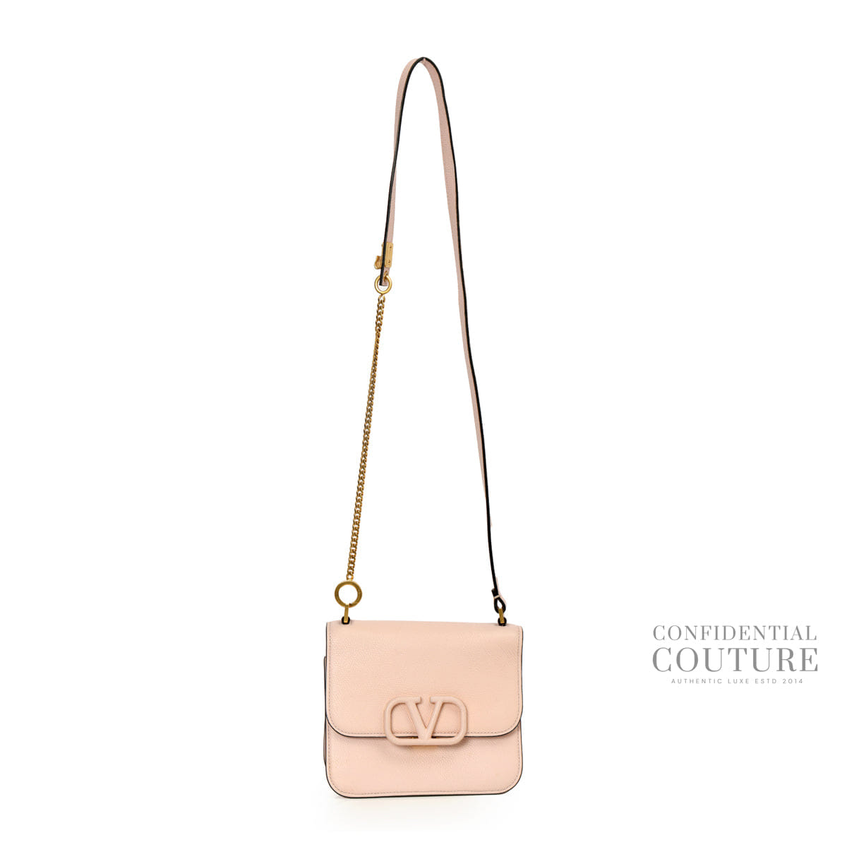 Valentino Pink Small Vsling Grainy Leather Shoulder Bag