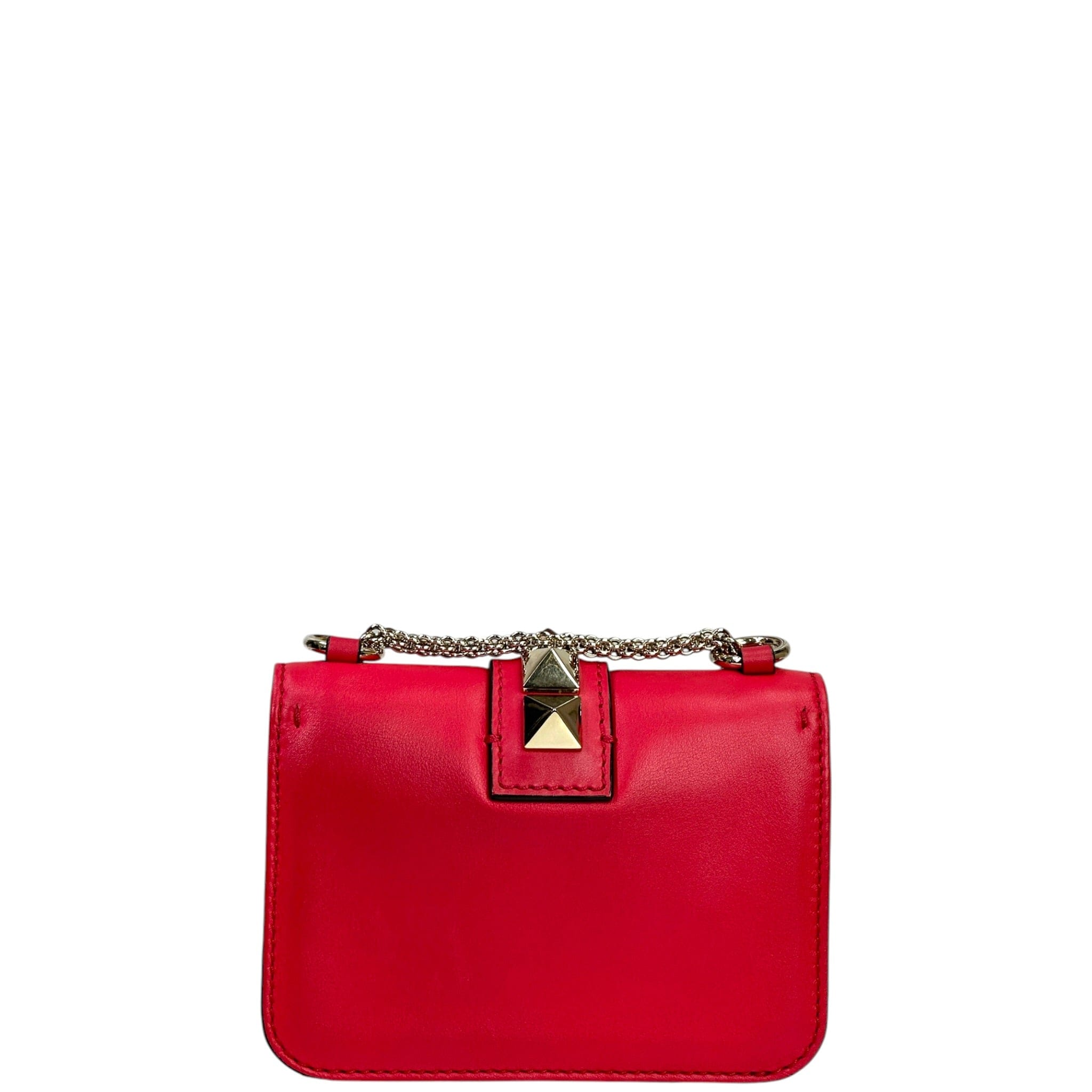 Valentino Garavani Glam Lock Rockstud Shoulder Bag Red Leather
