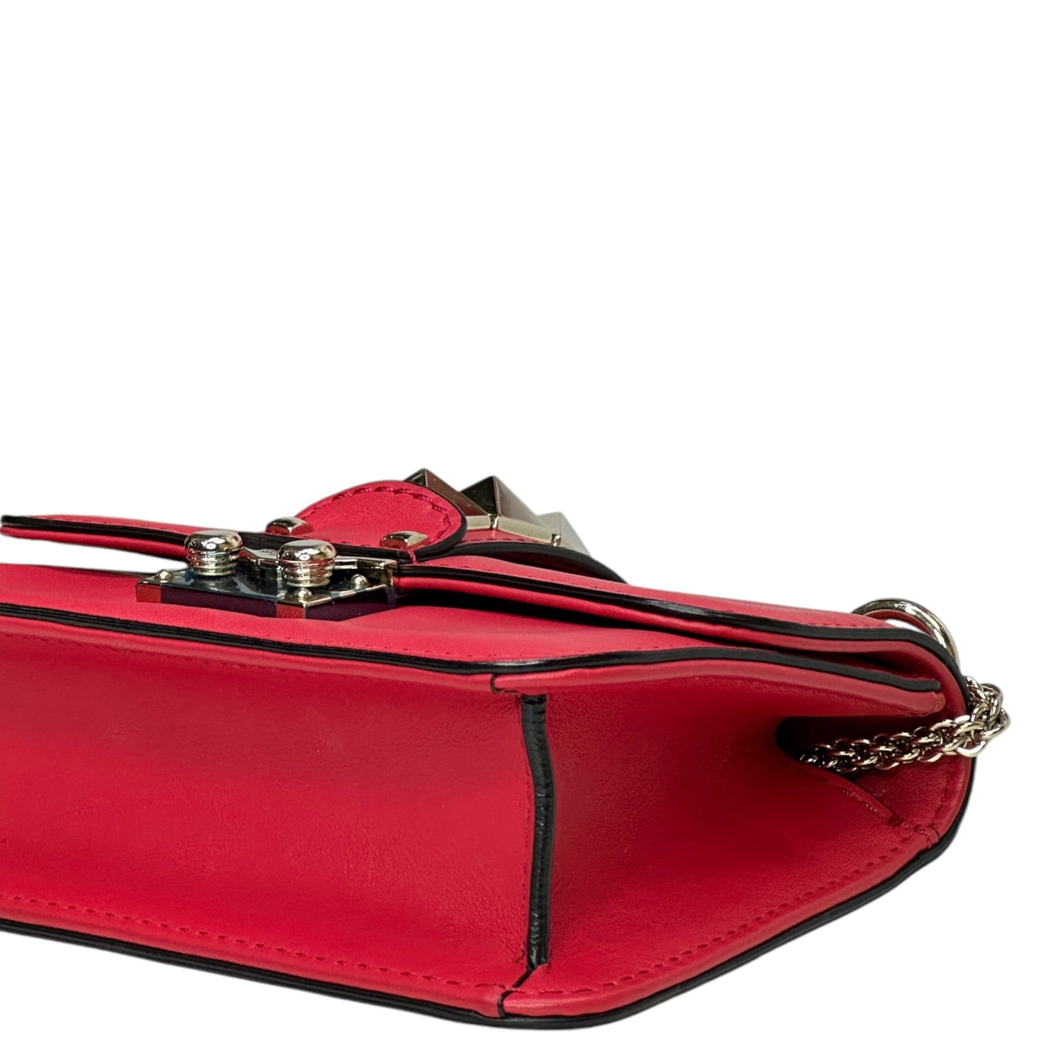 Valentino Garavani Glam Lock Rockstud Shoulder Bag Red Leather