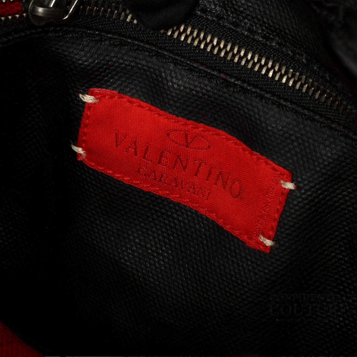 Valentino Black Leather V Ring Flap Shoulder Bag