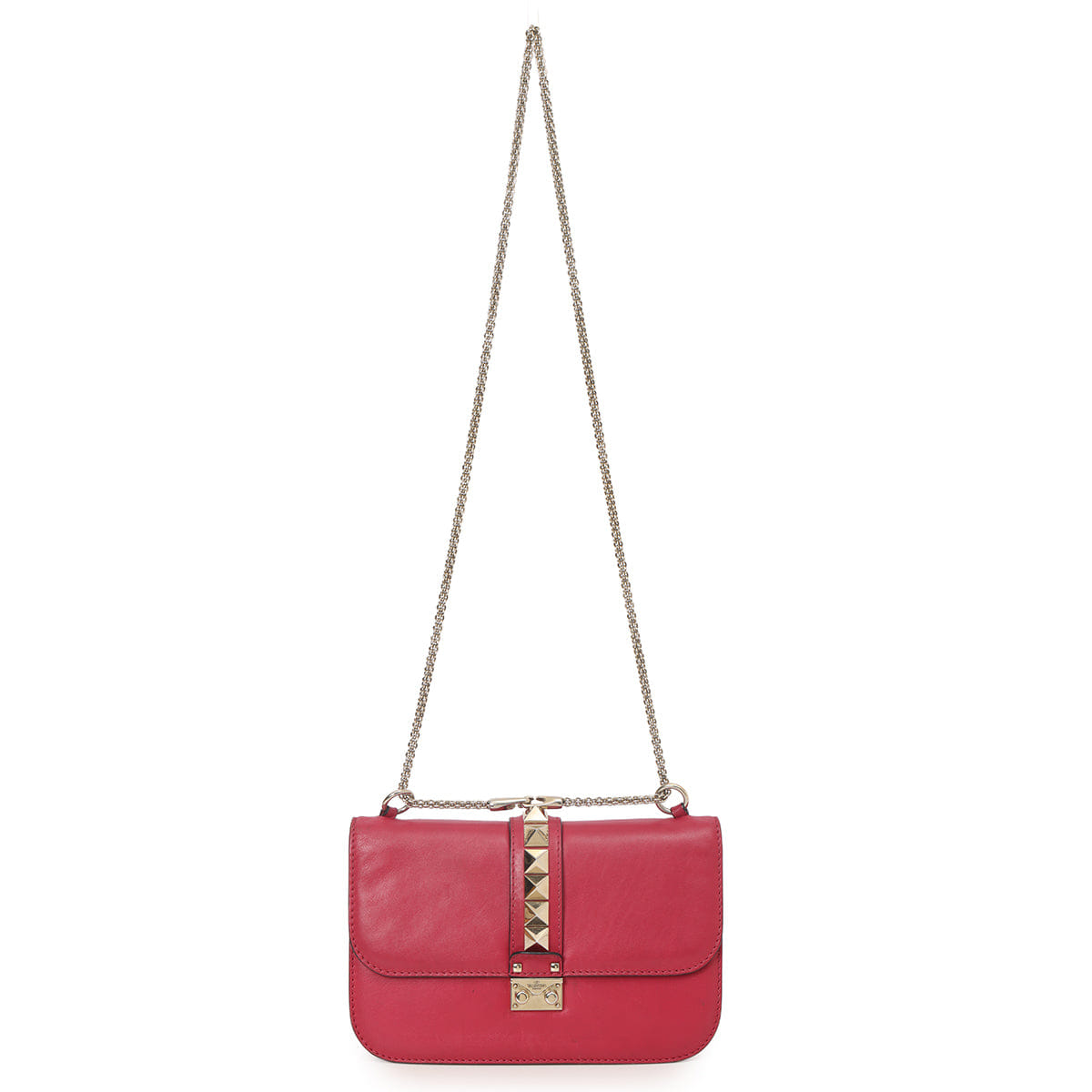 Valentino Medium Glam Lock Rasberry Pink Rockstud Shoulder Bag