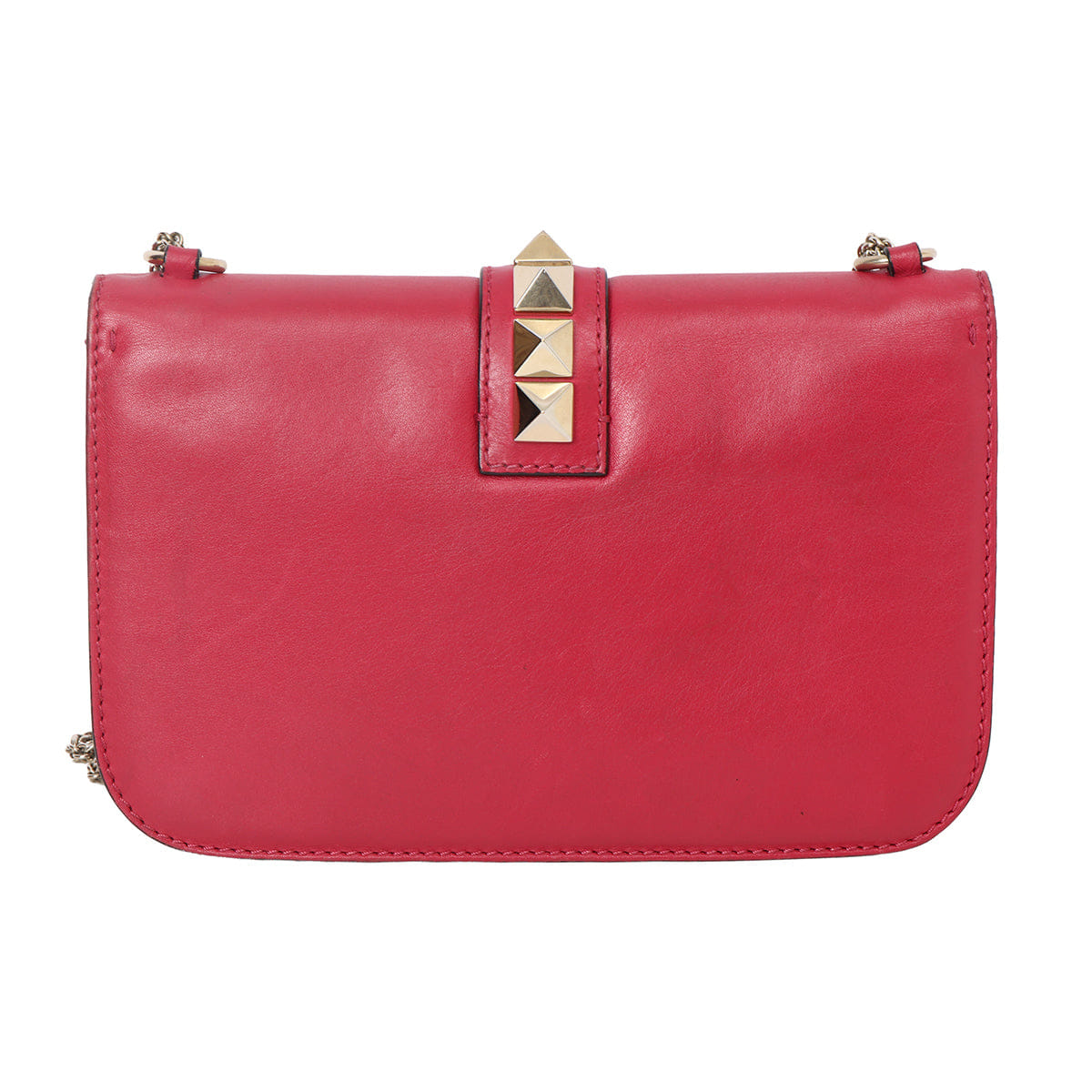 Valentino Medium Glam Lock Rasberry Pink Rockstud Shoulder Bag