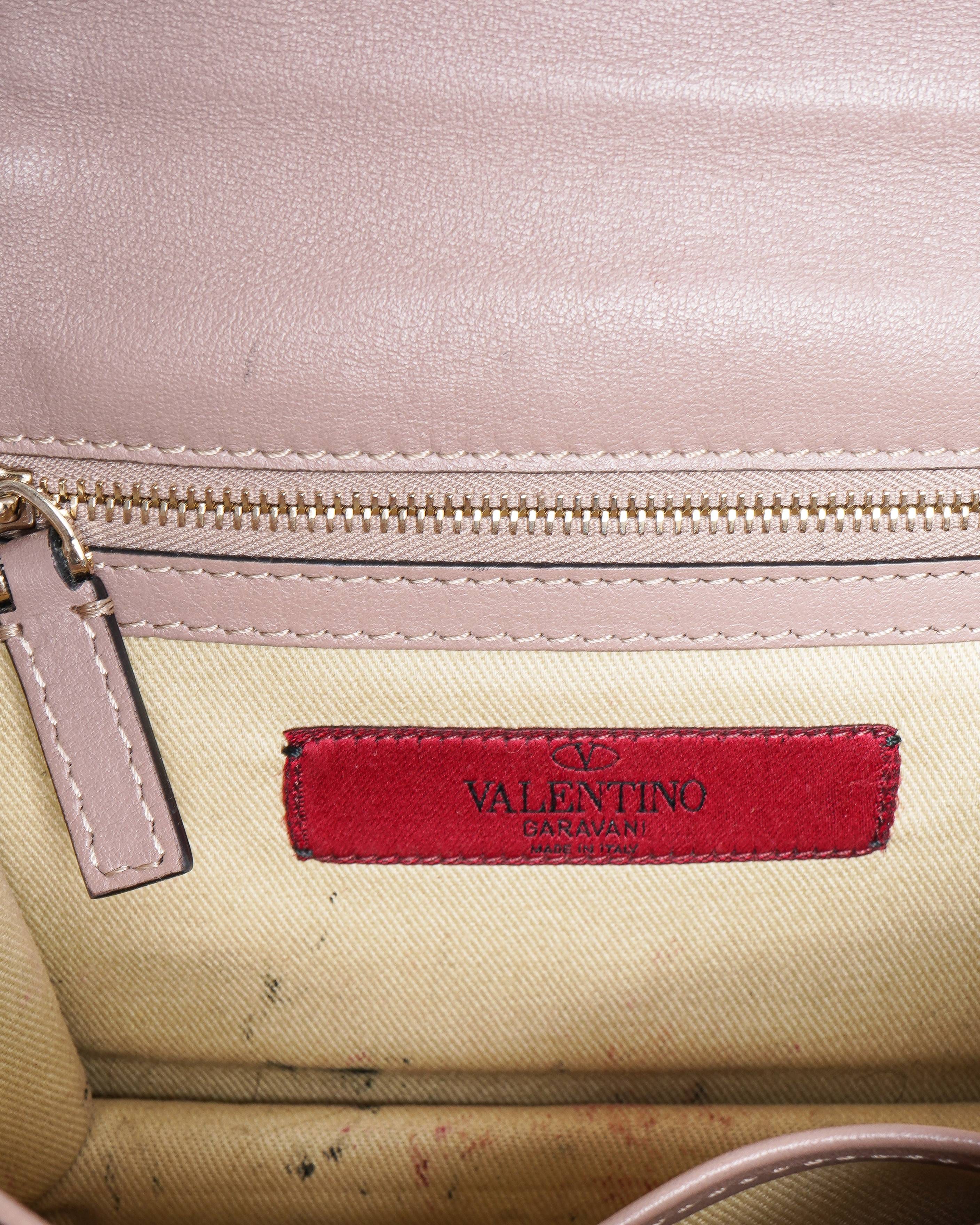 Valentino Small Rockstud Giam Lock Flap shoulder Bag In Pink