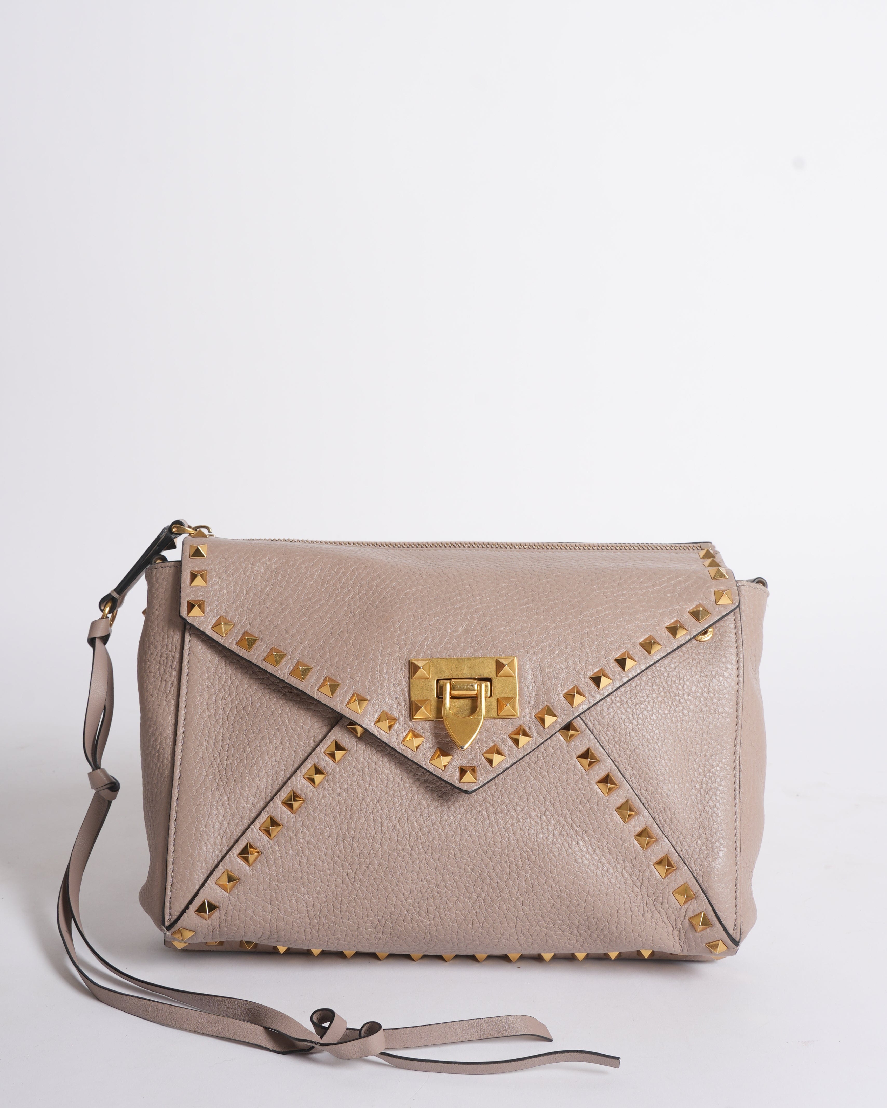 Valentino rockstud hype grainy leather shoulder bag