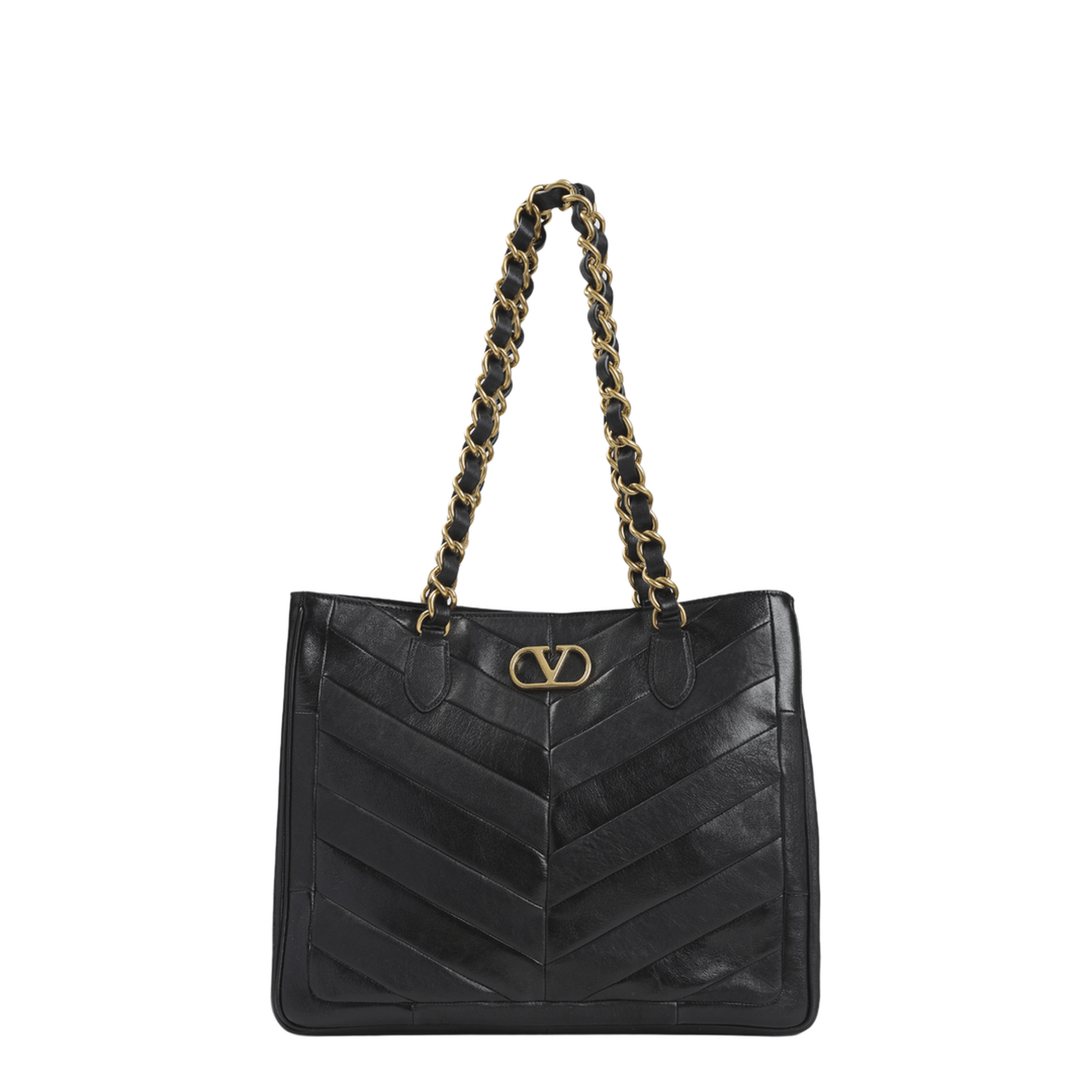 Valentino Laseine Lambskin Shopping Tote - Black
