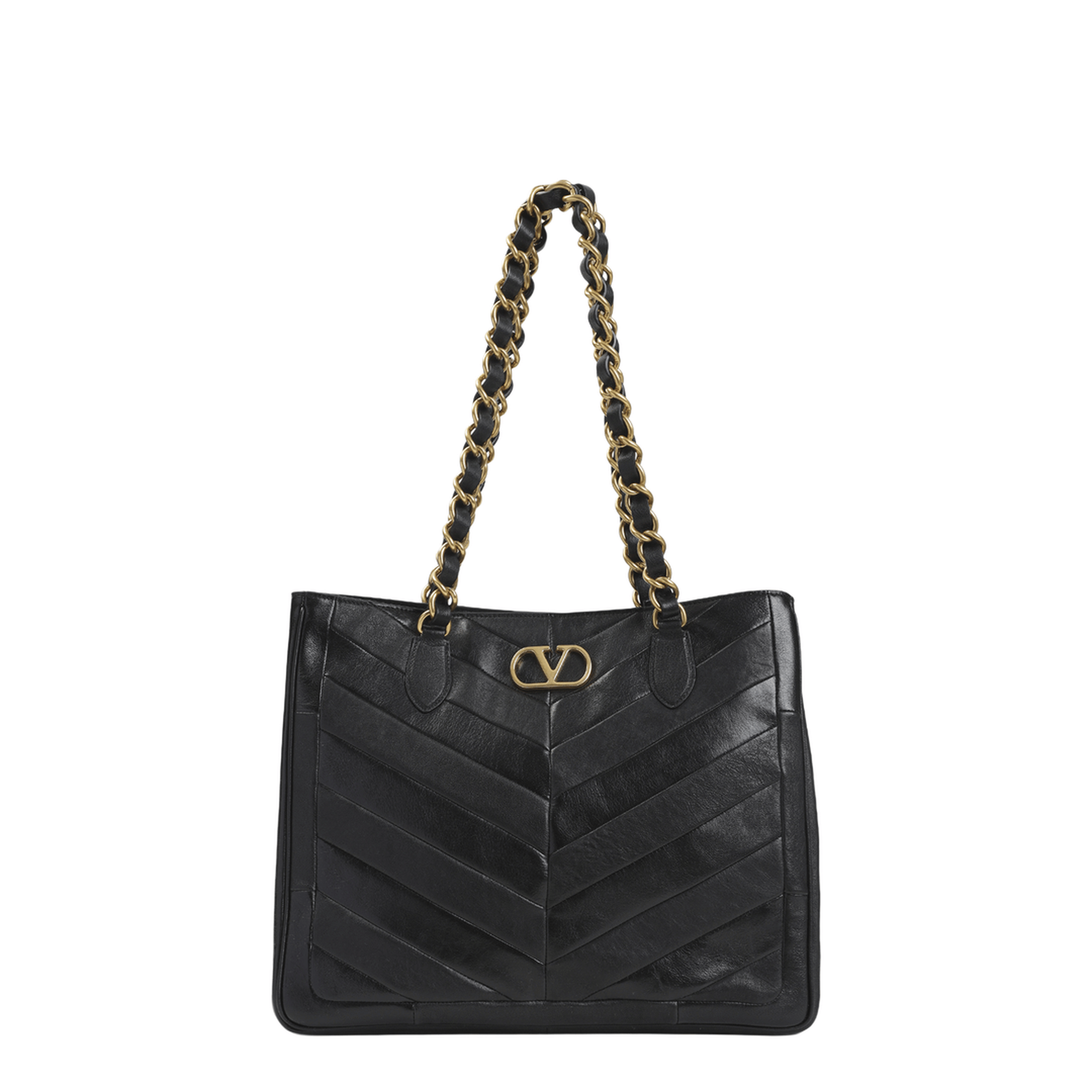 Valentino Laseine Lambskin Shopping Tote - Black