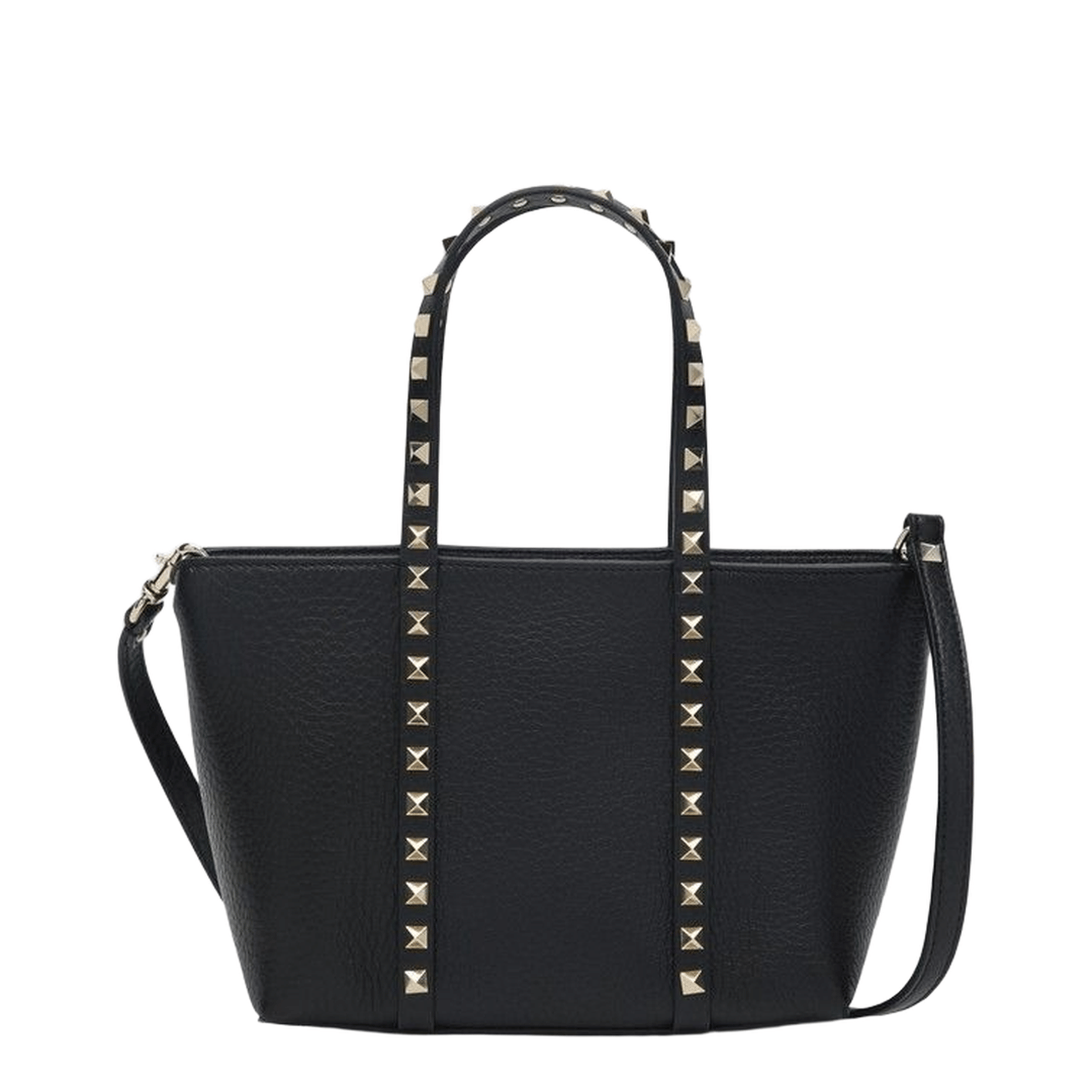 Valentino Rockstud Mini Calf Leather Tote - Black