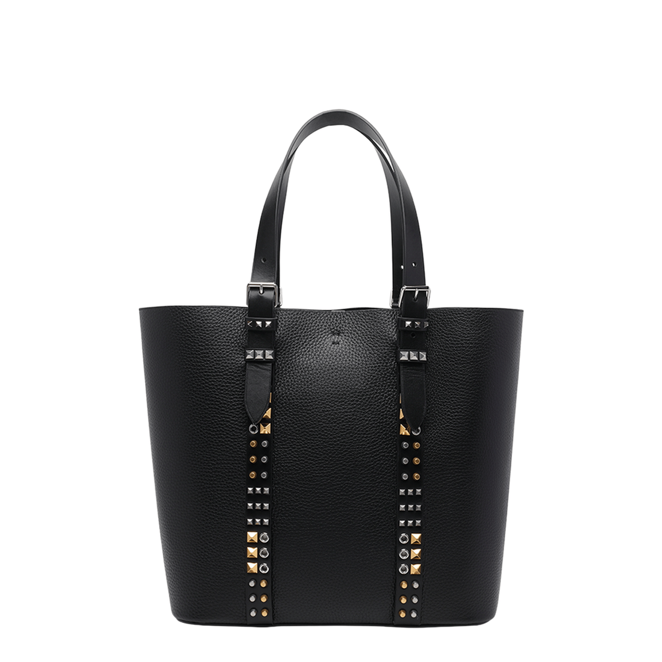 Valentino Rockstud Medium Grainy Calfskin Tote - Black