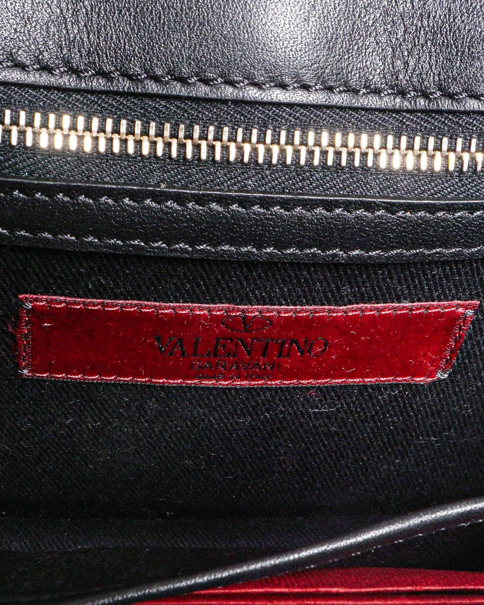 Valentino Garavani Black Leather Mini Glam Lock Rockstud Shoulder Bag