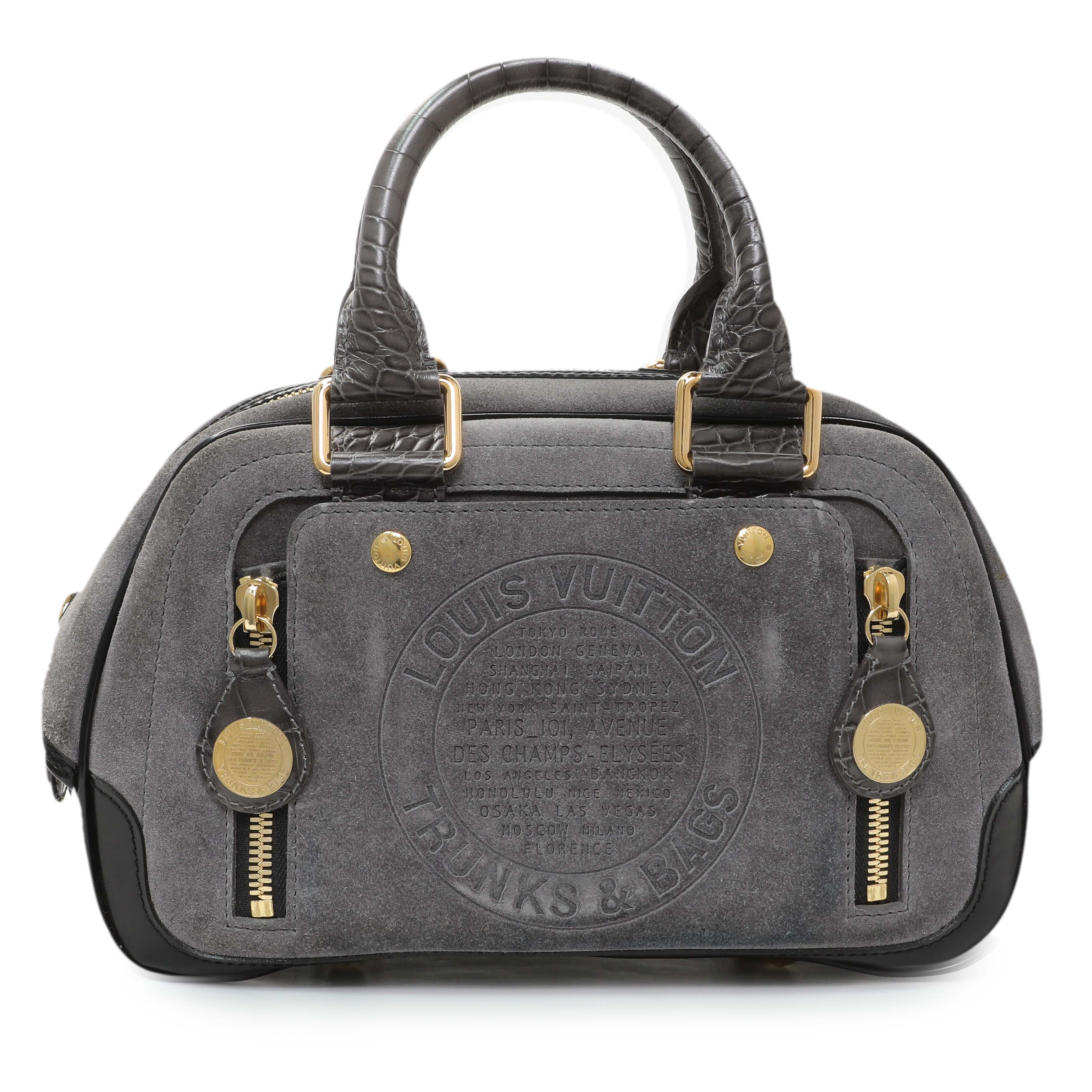 Louis Vuitton Grey Suede Stamped Alligator Embossed Havane Bowler PM