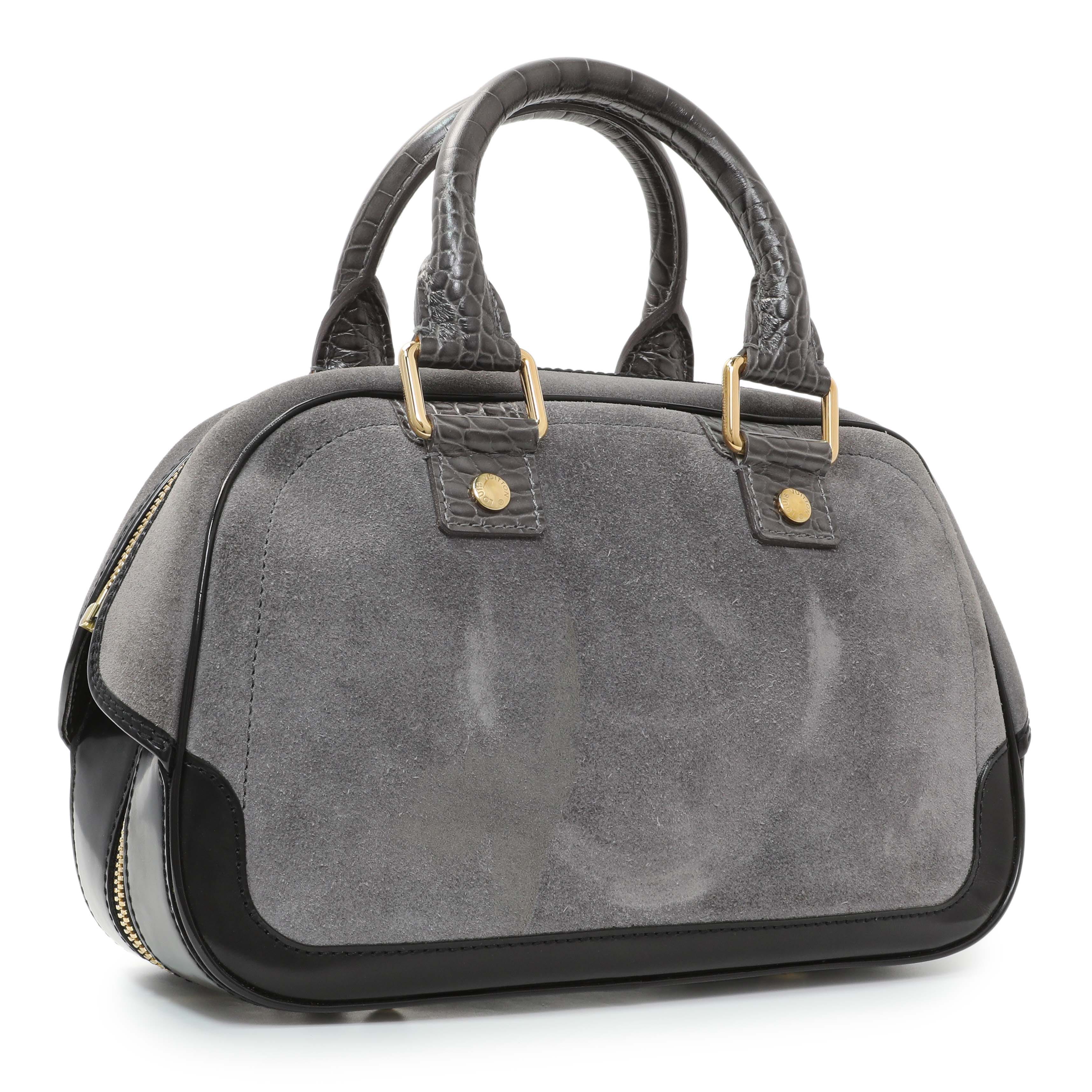 Louis Vuitton Grey Suede Stamped Alligator Embossed Havane Bowler PM