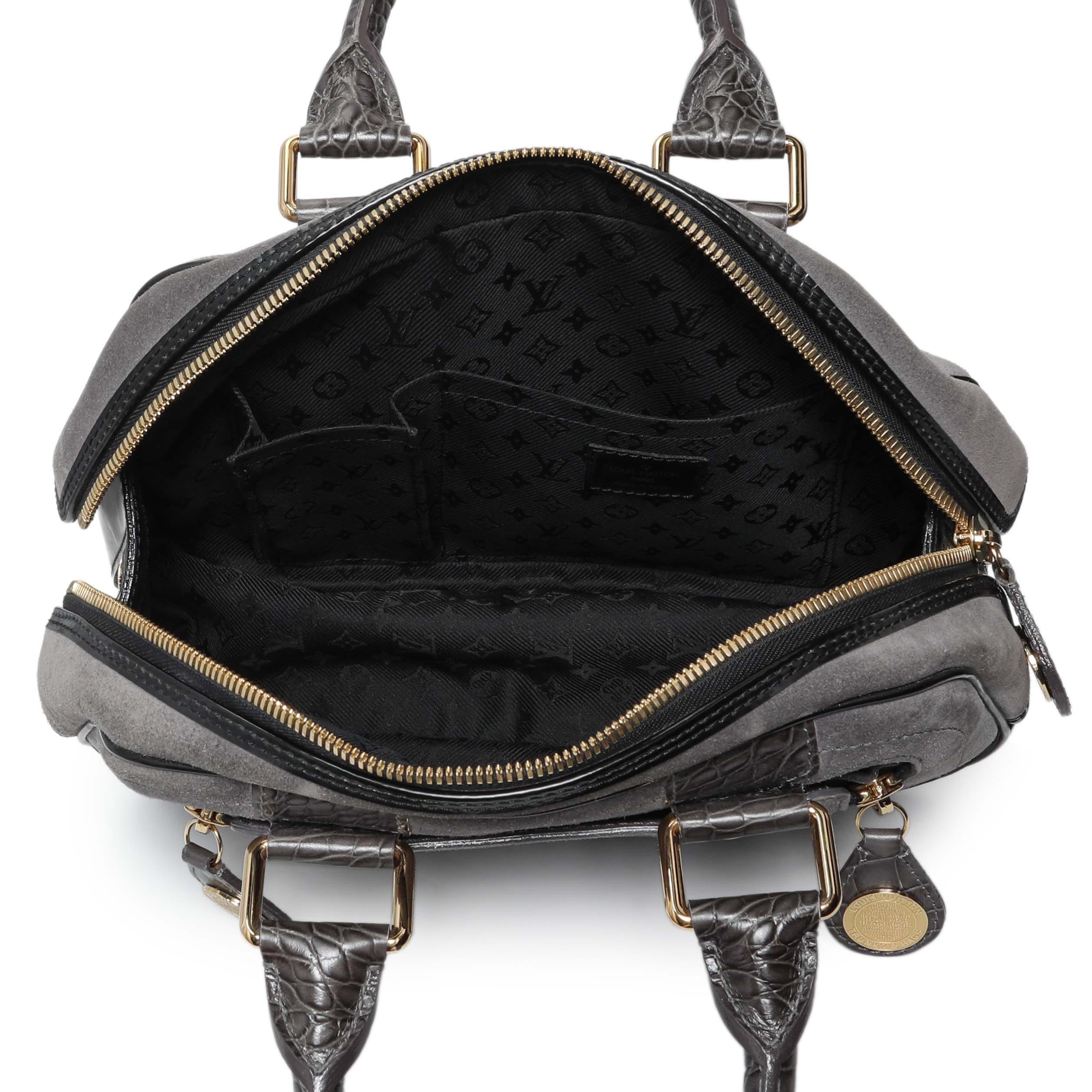 Louis Vuitton Grey Suede Stamped Alligator Embossed Havane Bowler PM