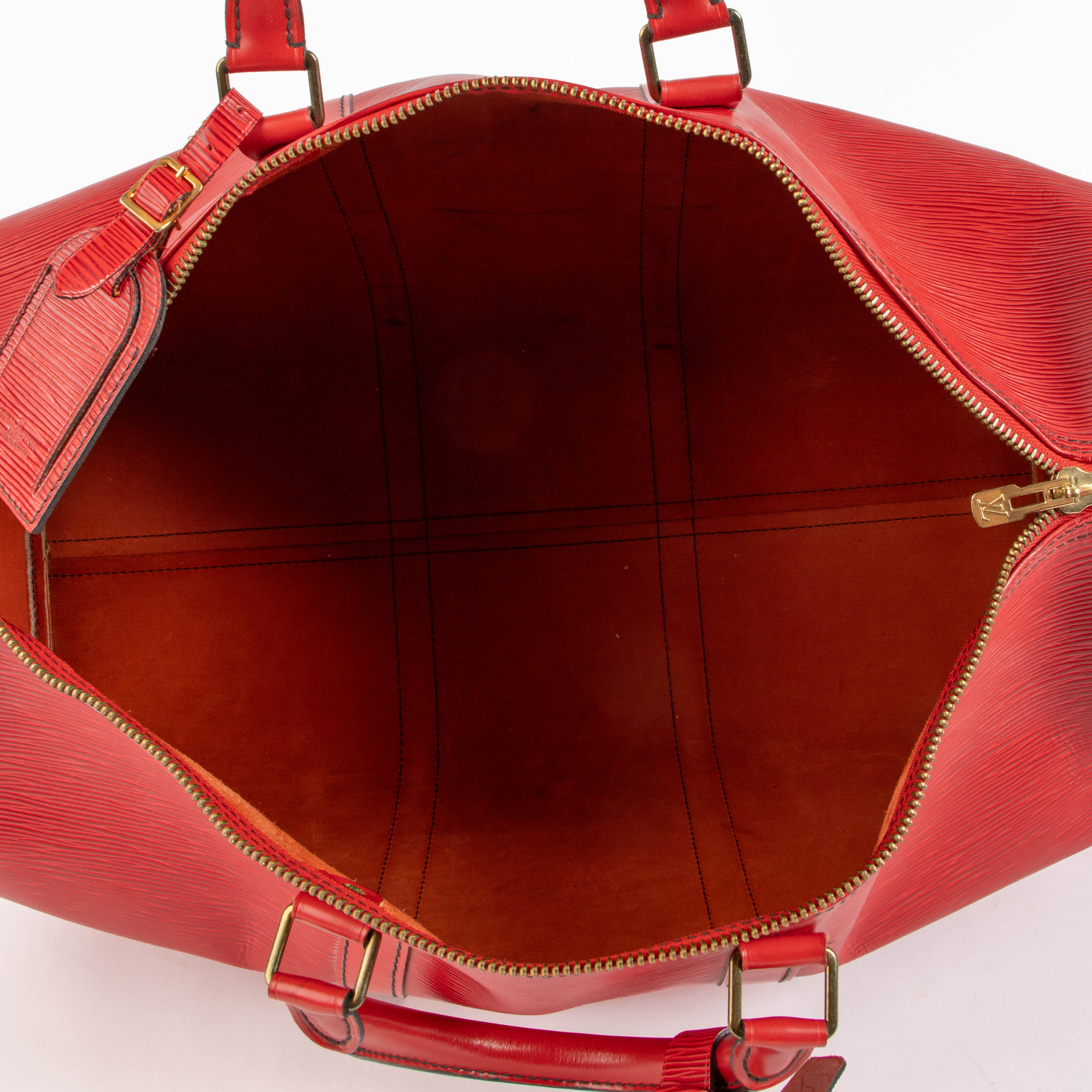 Louis Vuitton Red Epi Keepall 50 Travel Bag