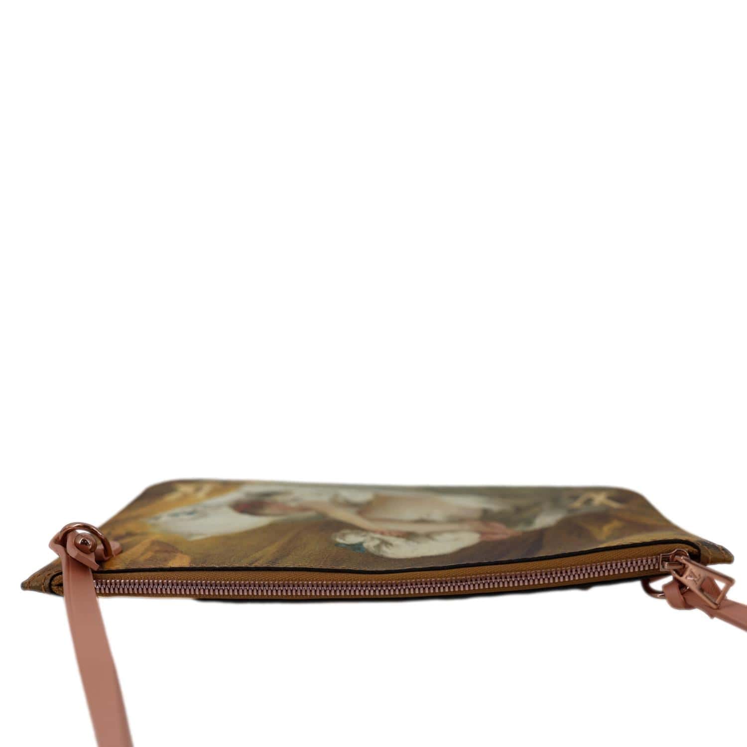 LOUIS VUITTON x Jeff Koons Masters Fragonard Pochette Canvas Pouch Peach Pink