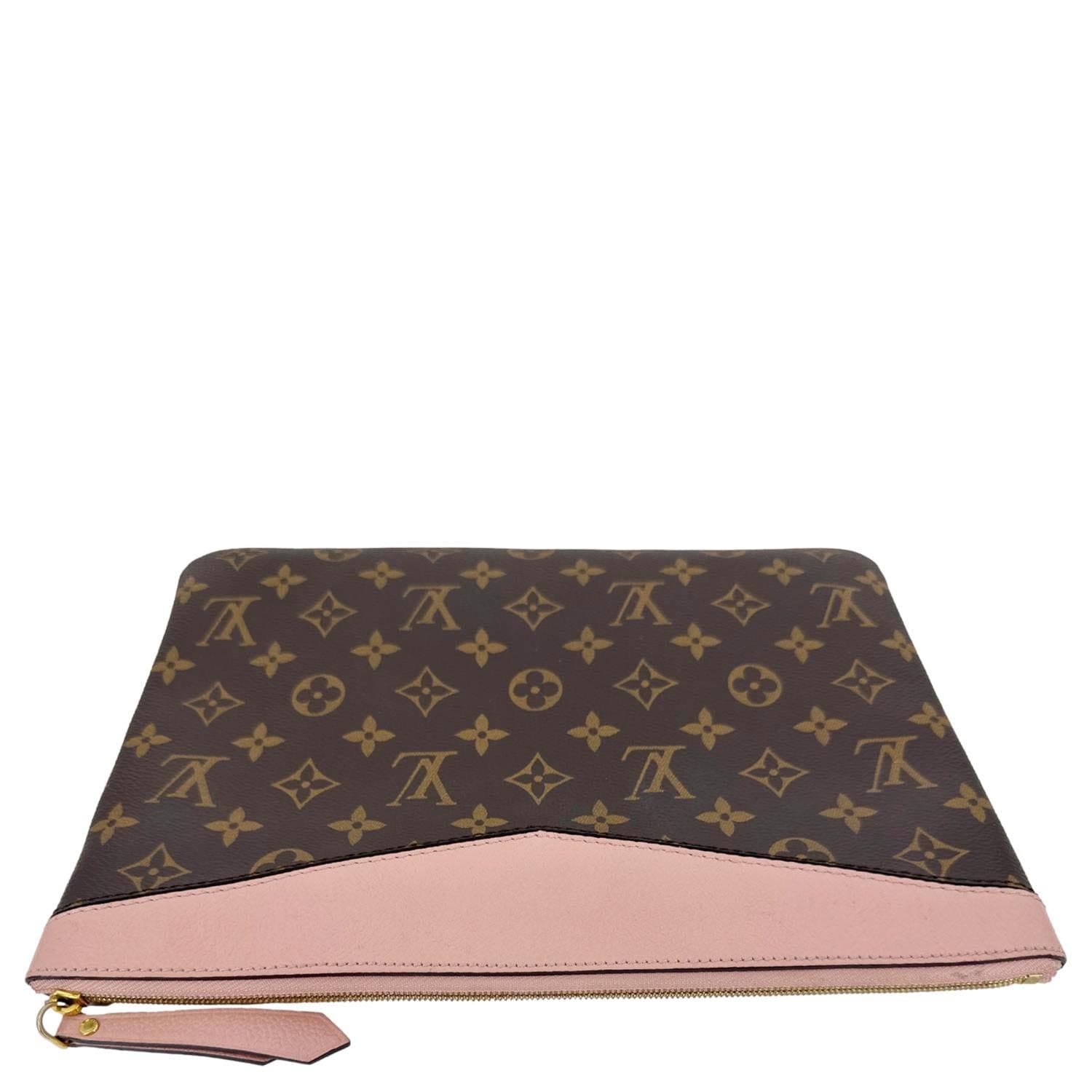 LOUIS VUITTON Daily Pouch Monogram Canvas Clutch Pink