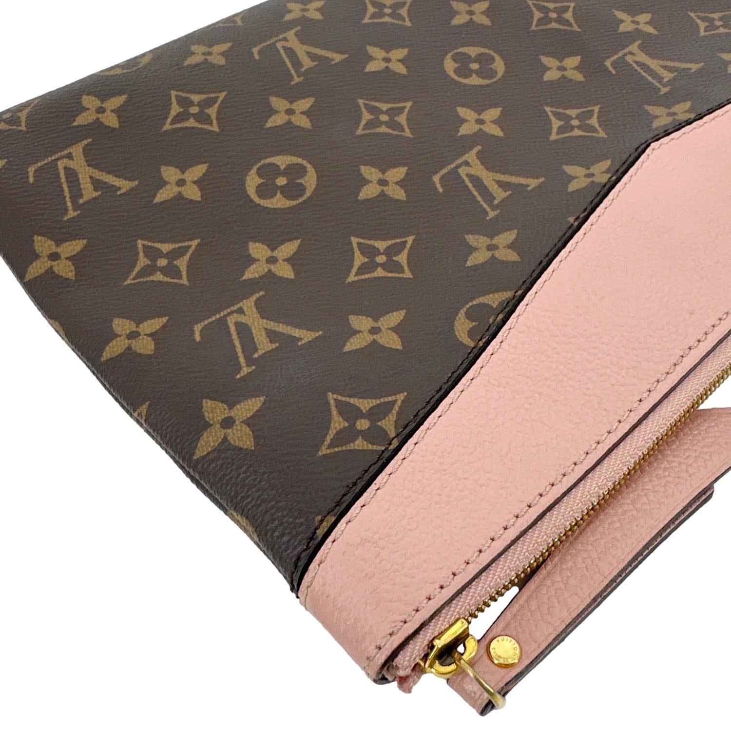 LOUIS VUITTON Daily Pouch Monogram Canvas Clutch Pink