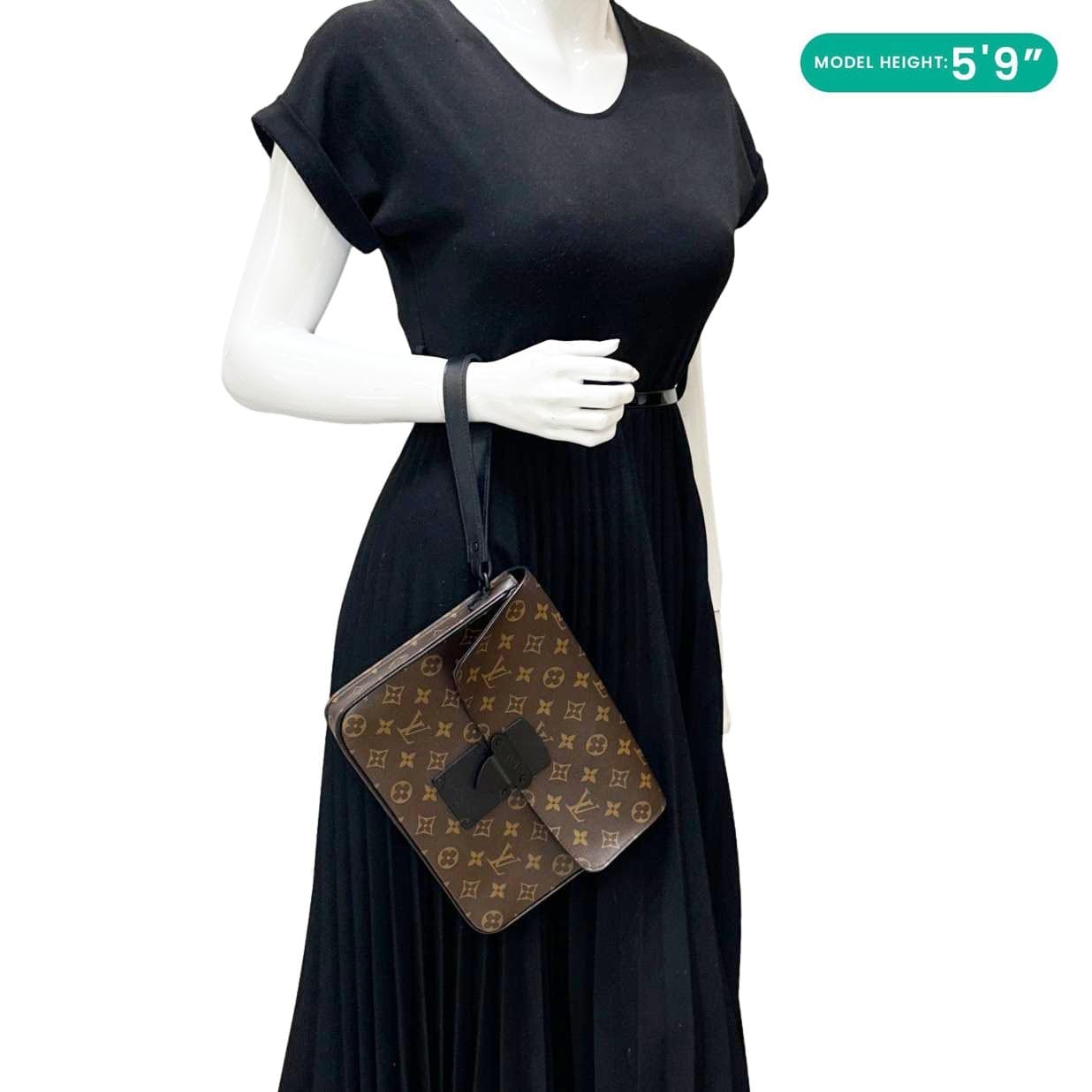 LOUIS VUITTON S - Lock A4 Monogram Macassar Pouch Black