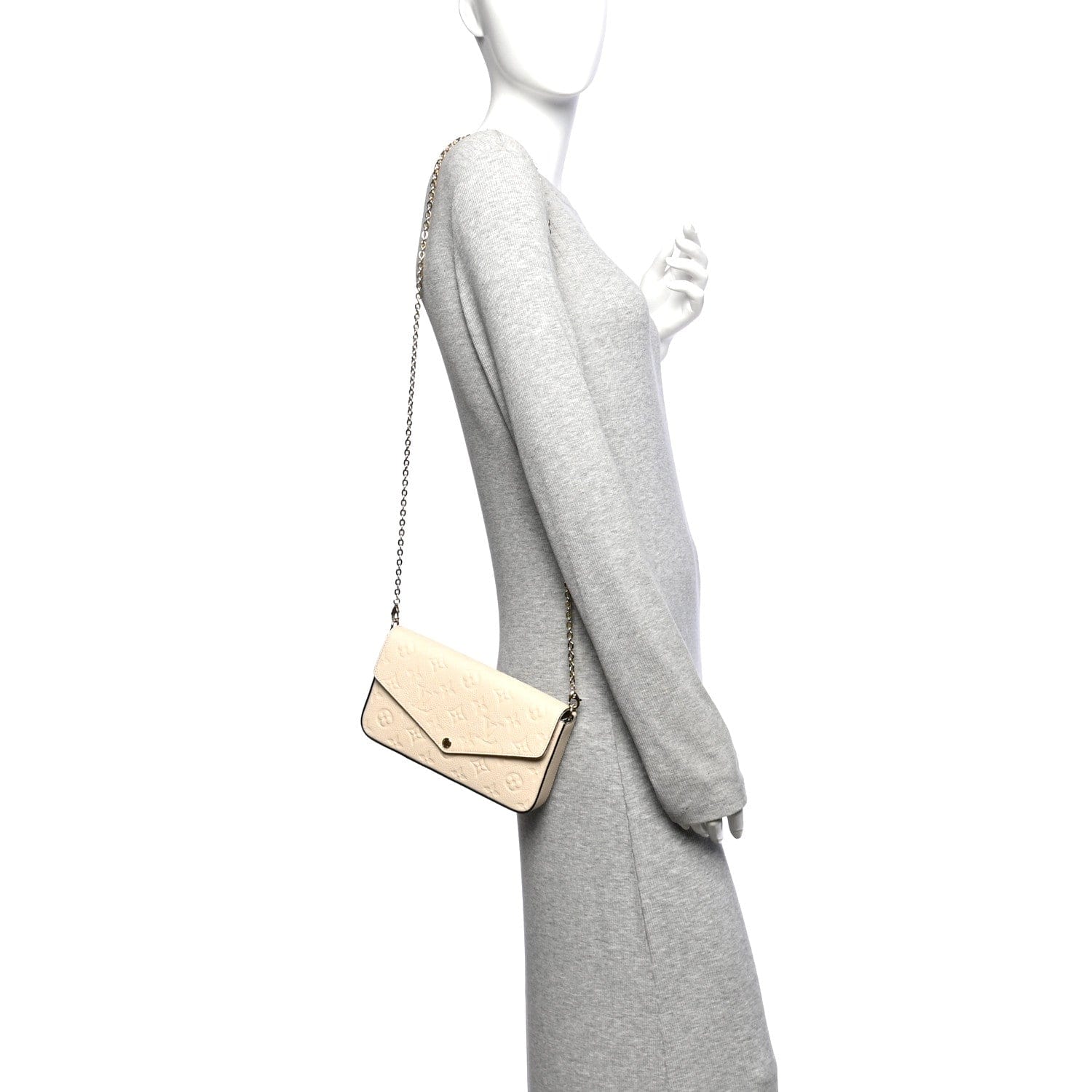 Louis Vuitton Empreinte Pochette Felicie Chain Wallet Cream
