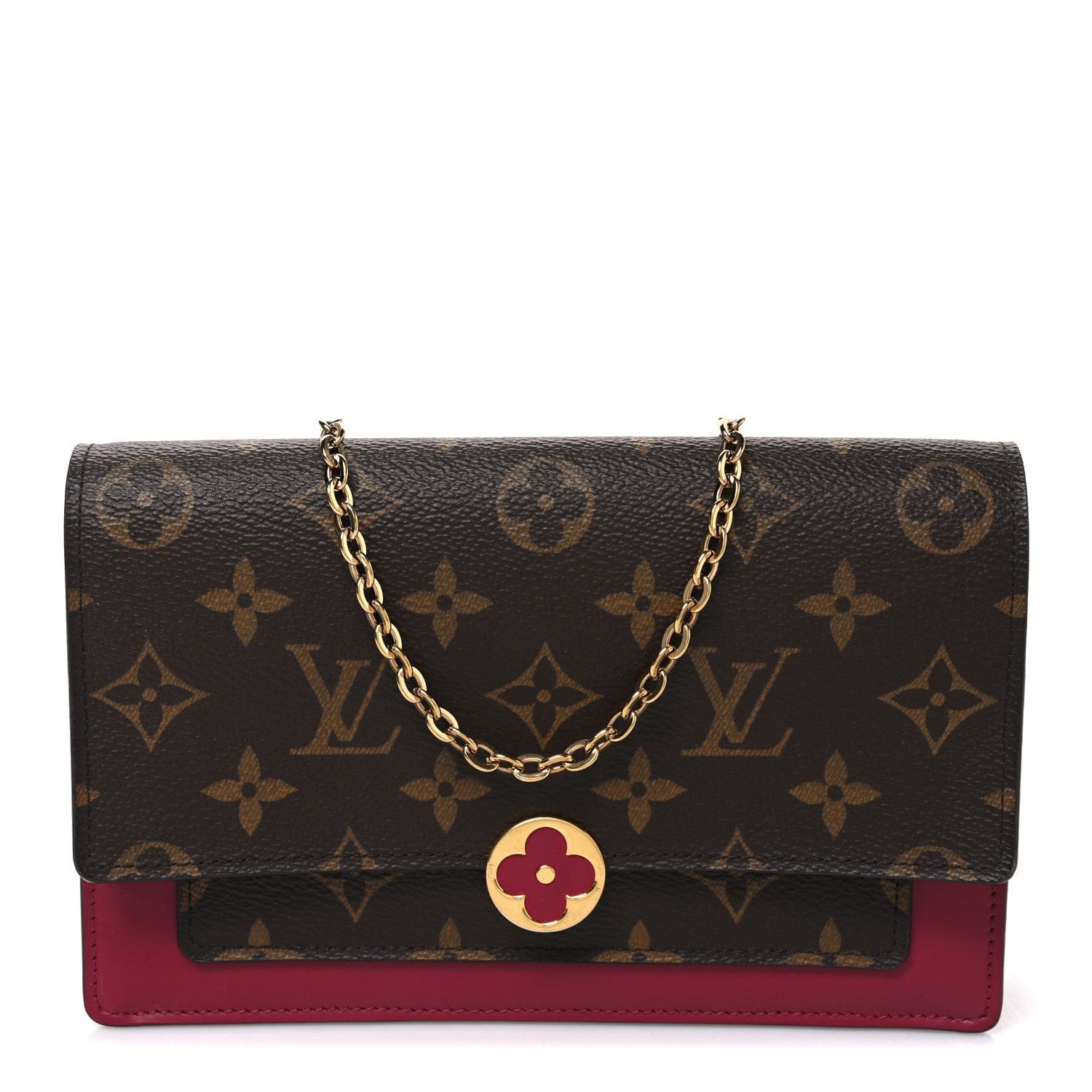 Louis Vuitton Monogram Flore Chain Wallet Fuchsia